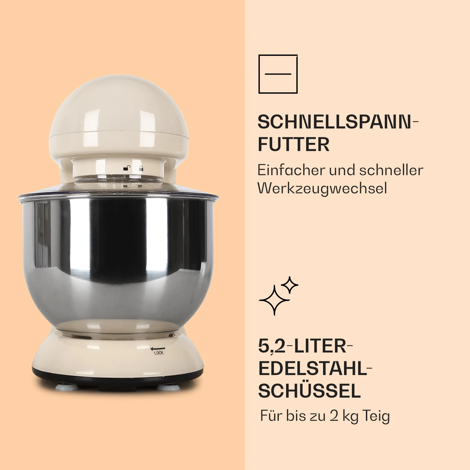 Bella Küchenmaschine 2000 W / 2,7 PS 5 Ltr Edelstahl BPA-frei – Bild 5