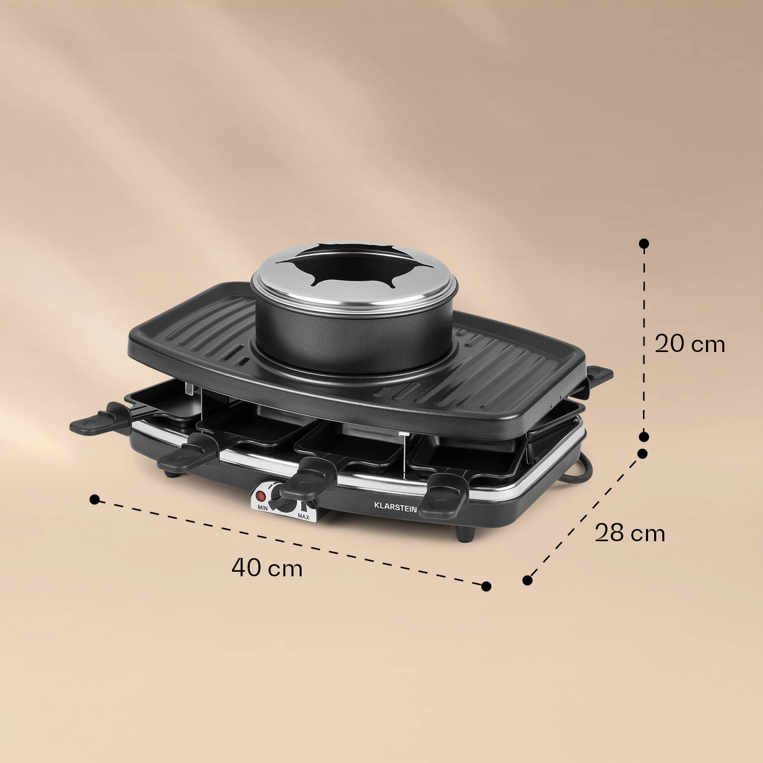 Entrecote 2-in-1 Raclettegrill & Fondue Naturstein 1100W 8 Personen – Bild 6
