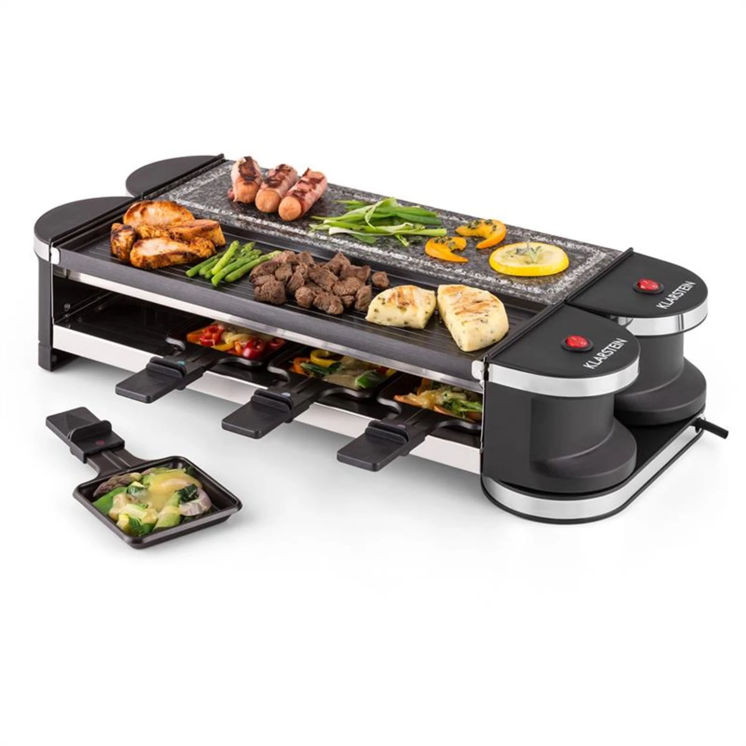 Tenderloin 50/50 Raclette-Grill 1200W 8 Personen Naturstein & Grill – Bild 6