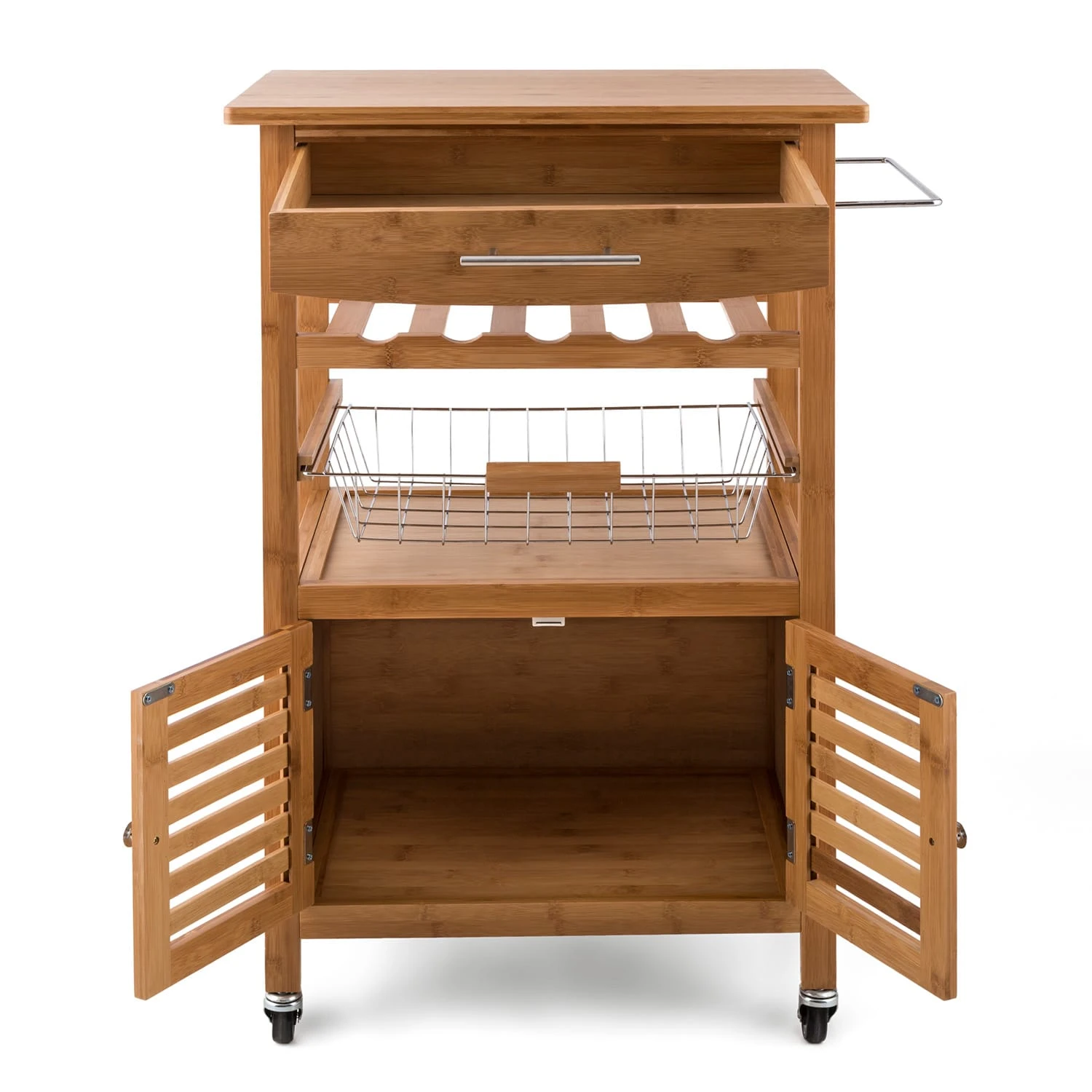 Louisiana Servierwagen Küchenwagen 5 Etagen Holz Handtuchhalter Mobil – Bild 3