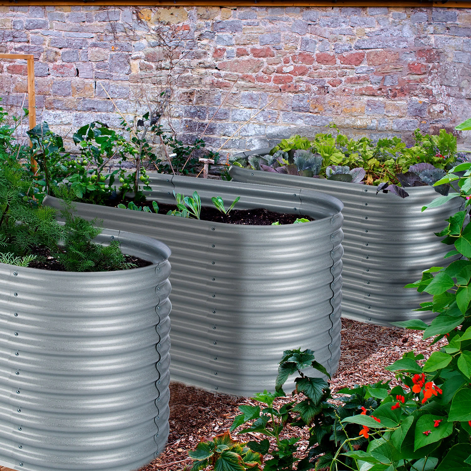 High Grow Hochbeet Gartenbeet 1,6m Zink-Alu-Beschichtung Silber – Bild 3