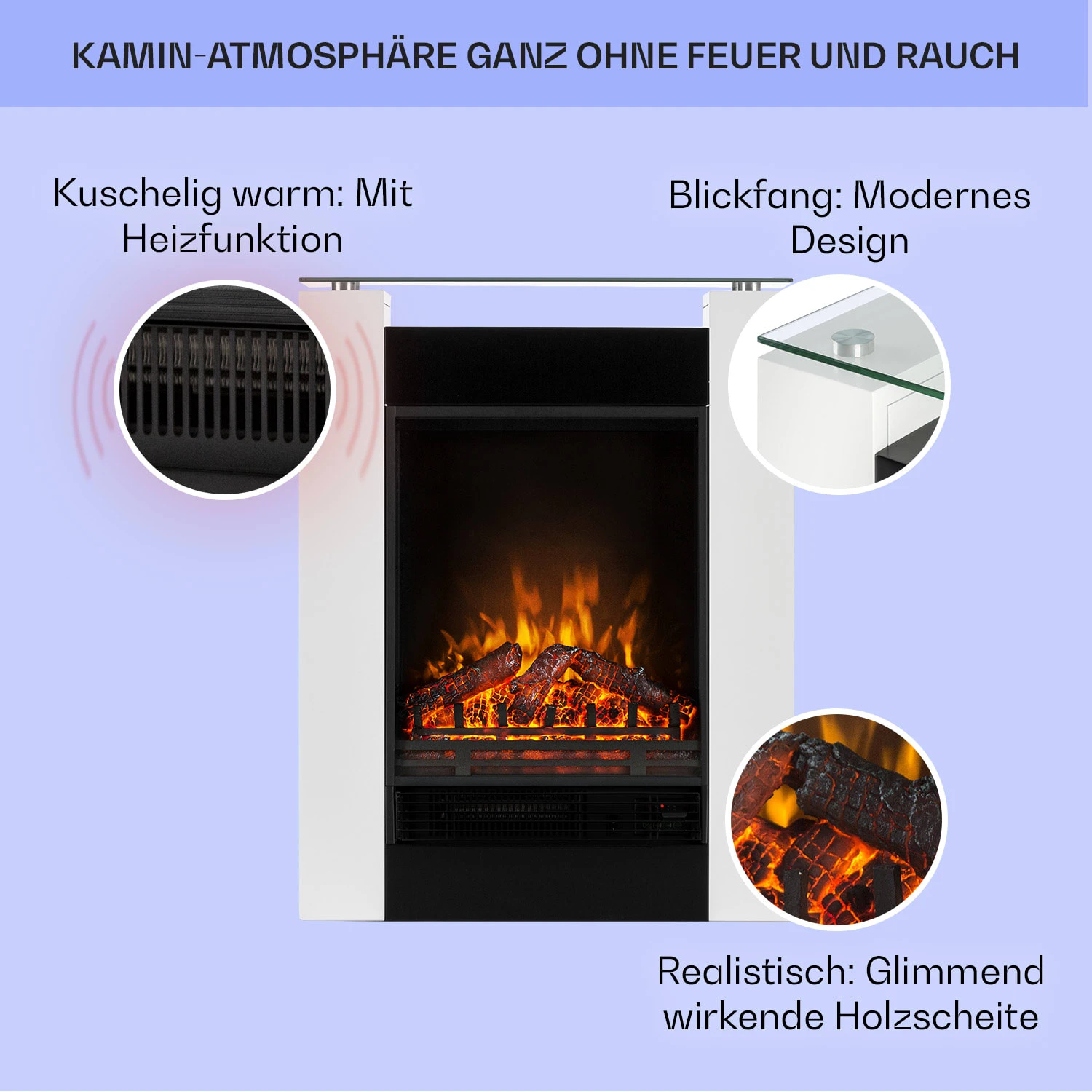 Studio 5 Elektrischer Kamin Heizlüfter 900/1800 W Fernbedienung – Bild 2