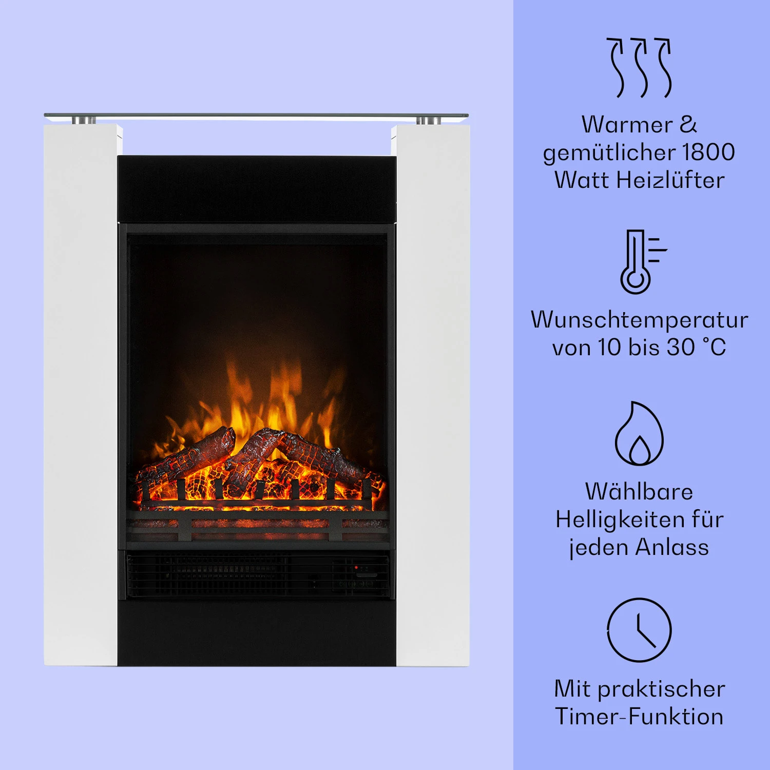 Studio 5 Elektrischer Kamin Heizlüfter 900/1800 W Fernbedienung – Bild 3