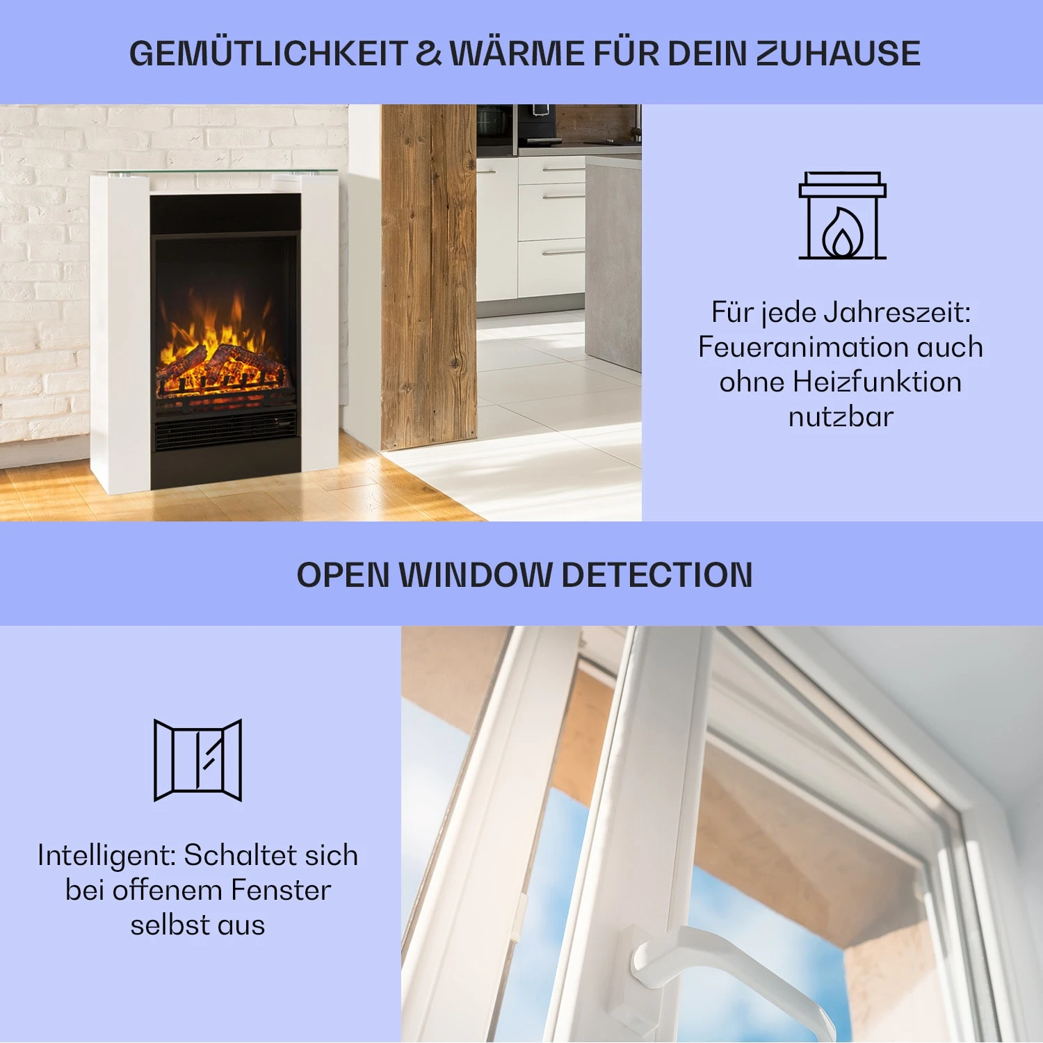 Studio 5 Elektrischer Kamin Heizlüfter 900/1800 W Fernbedienung – Bild 4