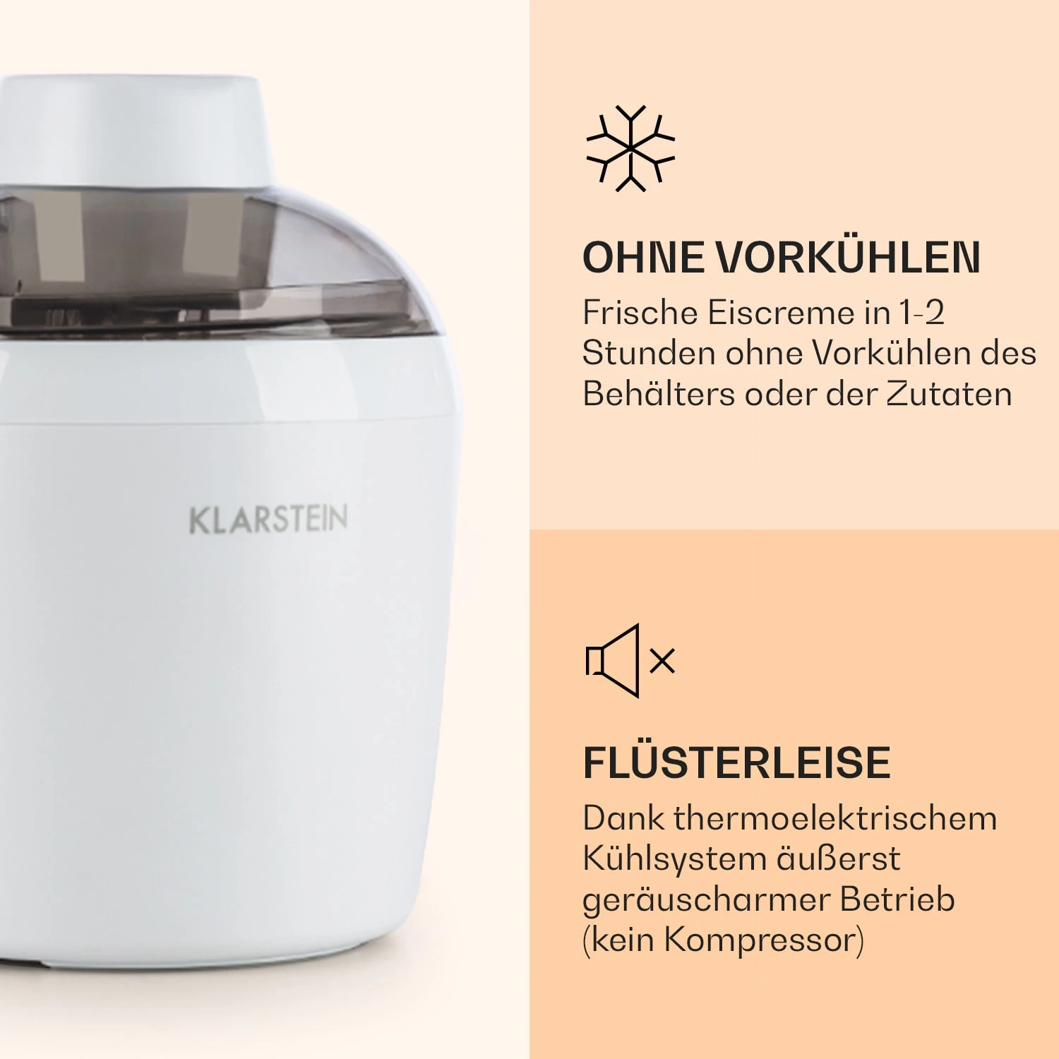 Schneeflöckchen Eiscremebereiter Thermoelektrisch 700ml Leise Weiß – Bild 3