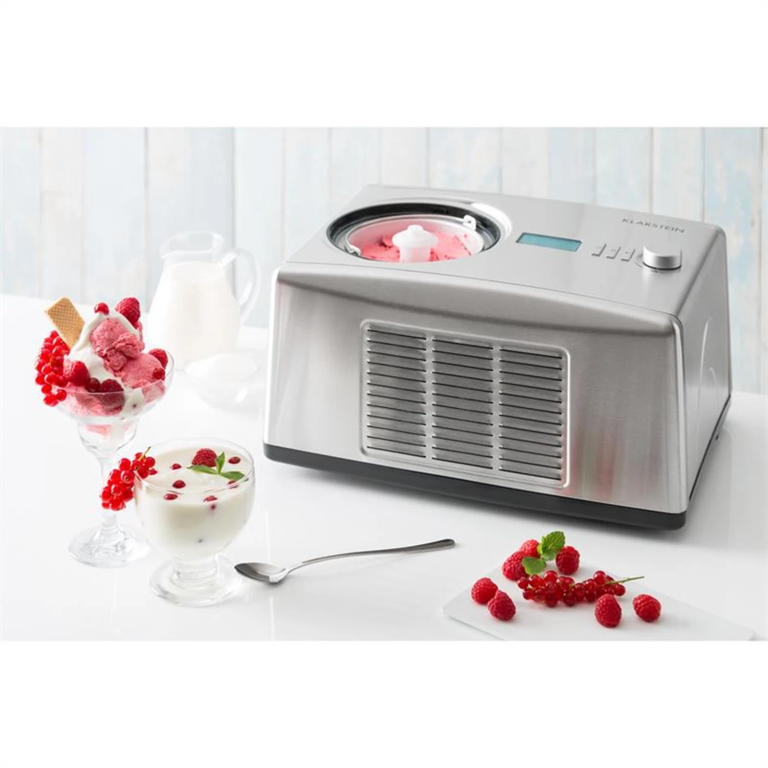 Yo & Yummy 2-in-1 Eiscremebereiter & Yoghurt Maker 150W 1,5l Edelstahl – Bild 2