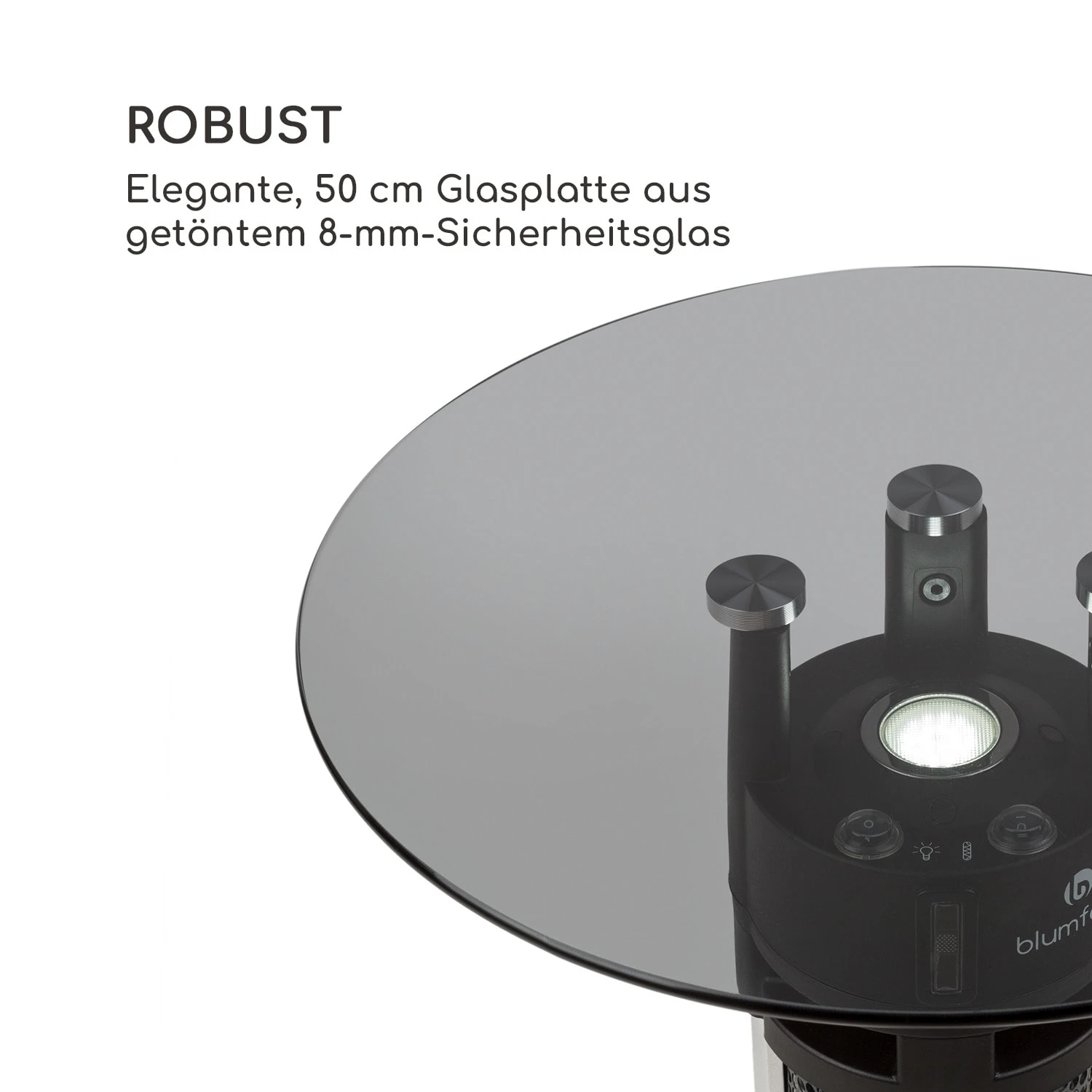 Primal Heat 65 Bistrotisch Karbon-IR-Heizelement 1200W LED 65cm Glas – Bild 8