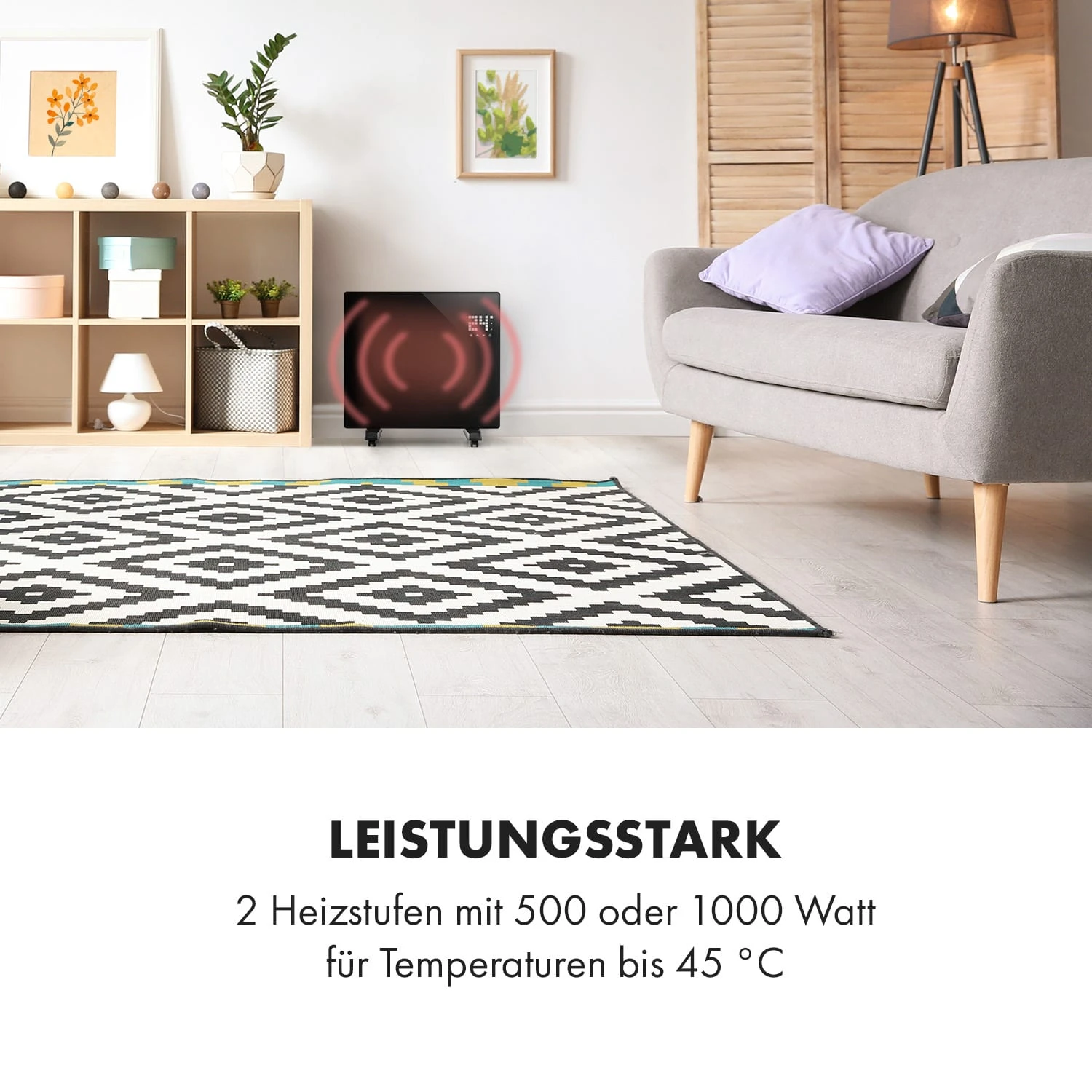 Bornholm Single Konvektions-Heizgerät Thermostat Timer 1000W 70m² – Bild 2