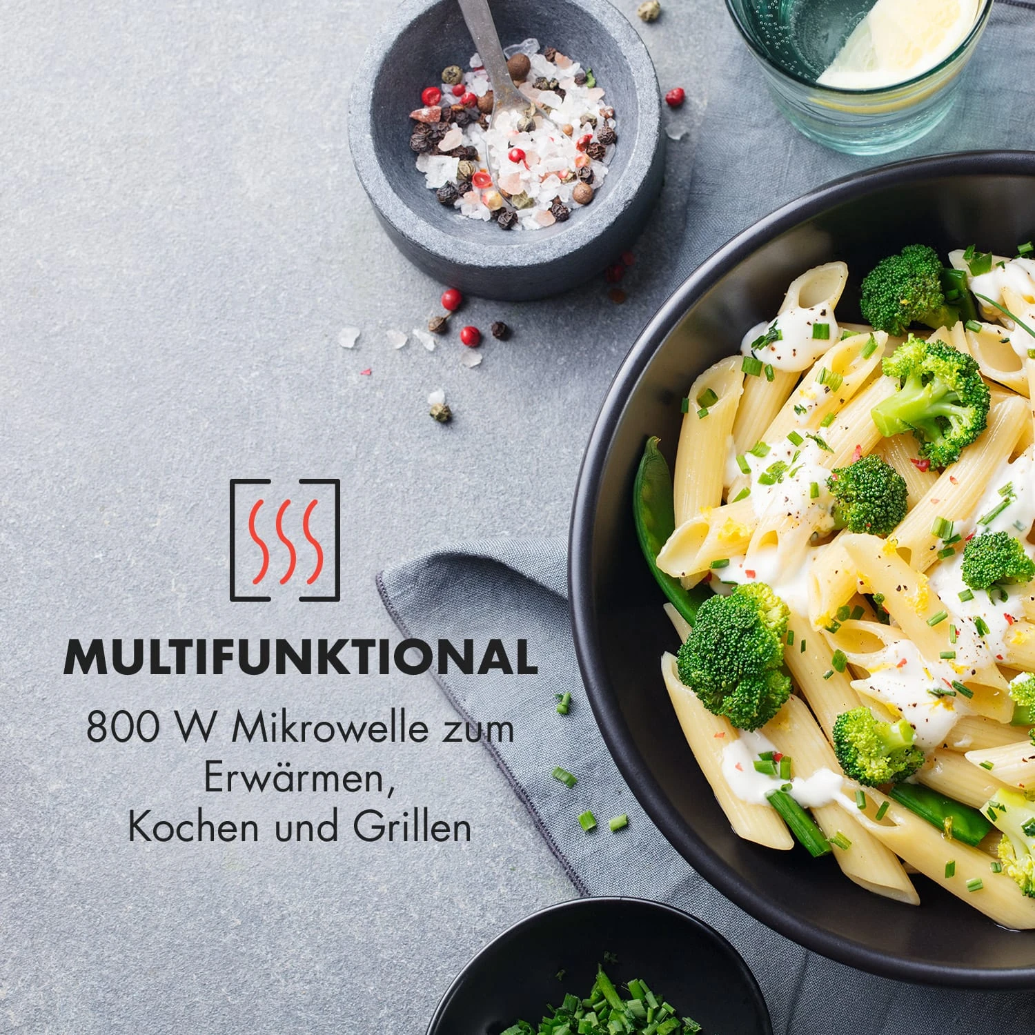 Fine Dinesty 2-in-1-Mikrowelle: 23l 800W / Grill: 1000W Blau – Bild 4