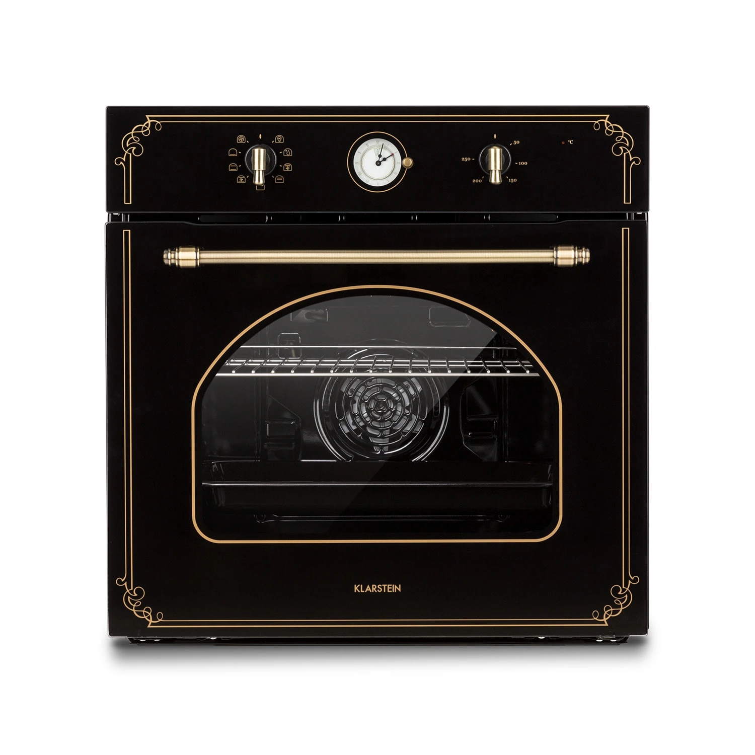 Victoria Einbaubackofen Retro-Design 9 Funktionen 50-250°C Schwarz