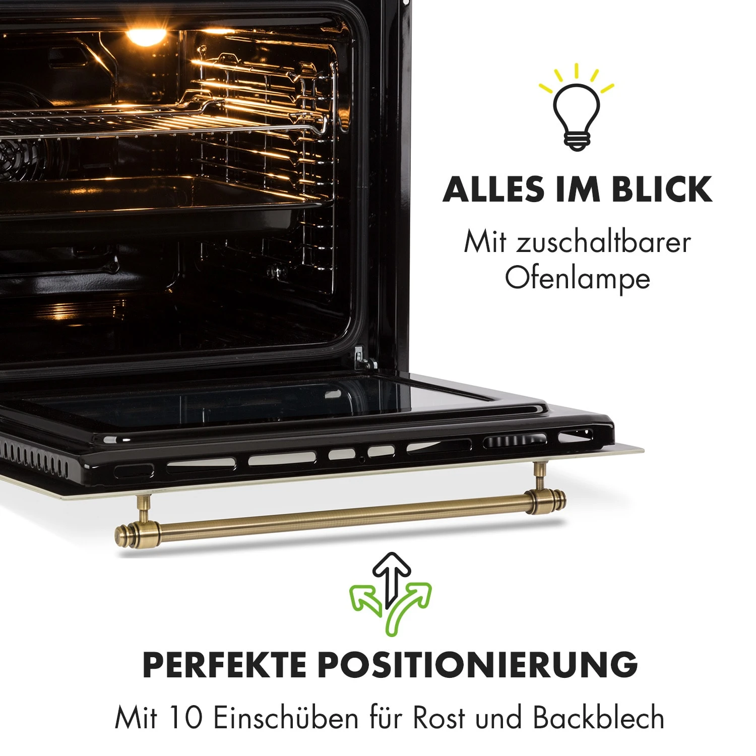 Victoria Einbaubackofen Retro-Design 9 Funktionen 50-250°C Elfenbein – Bild 7