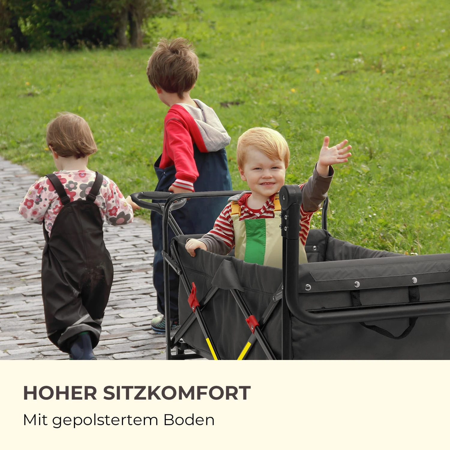 Easy Rider Bollerwagen Bis 70kg Teleskopstange Zusammenklappbar Grau – Bild 8