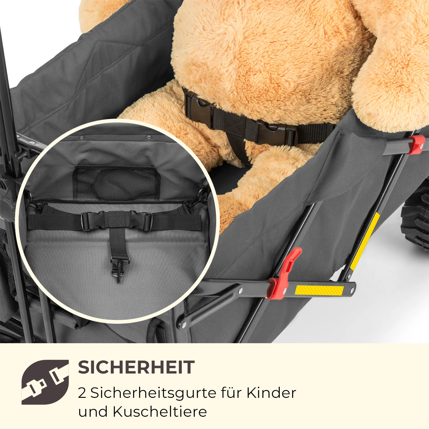 Easy Rider Bollerwagen Bis 70kg Teleskopstange Zusammenklappbar Grau – Bild 9