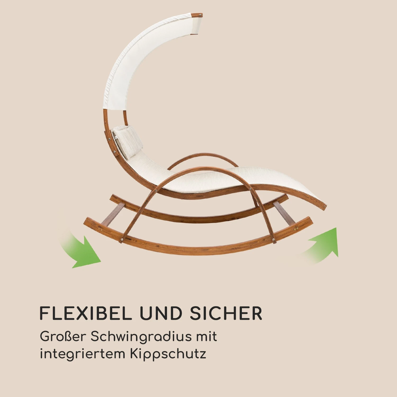 Mauritius Schwingliege Mit Dach ComfortMesh 180kg Max.wetterfest Creme – Bild 3