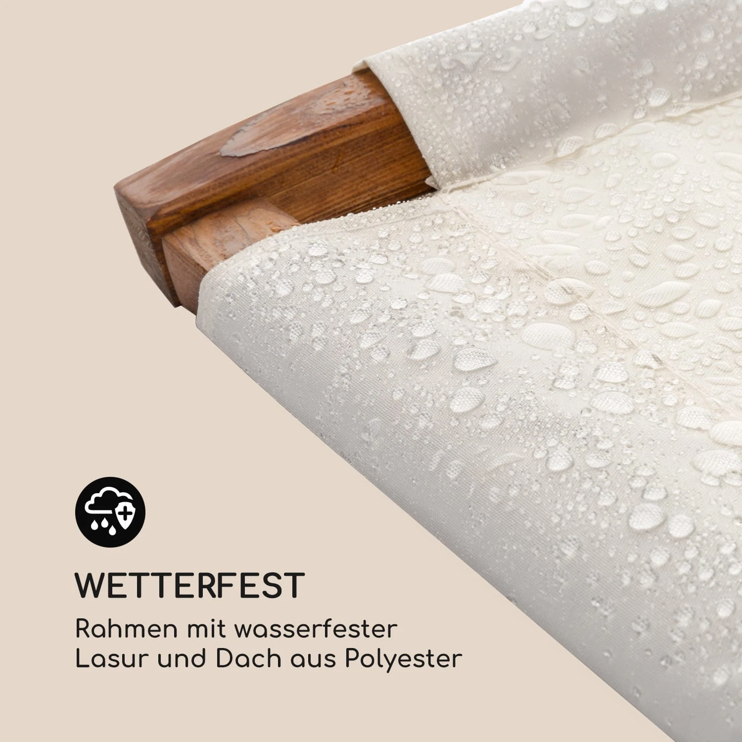 Mauritius Schwingliege Mit Dach ComfortMesh 180kg Max.wetterfest Creme – Bild 7
