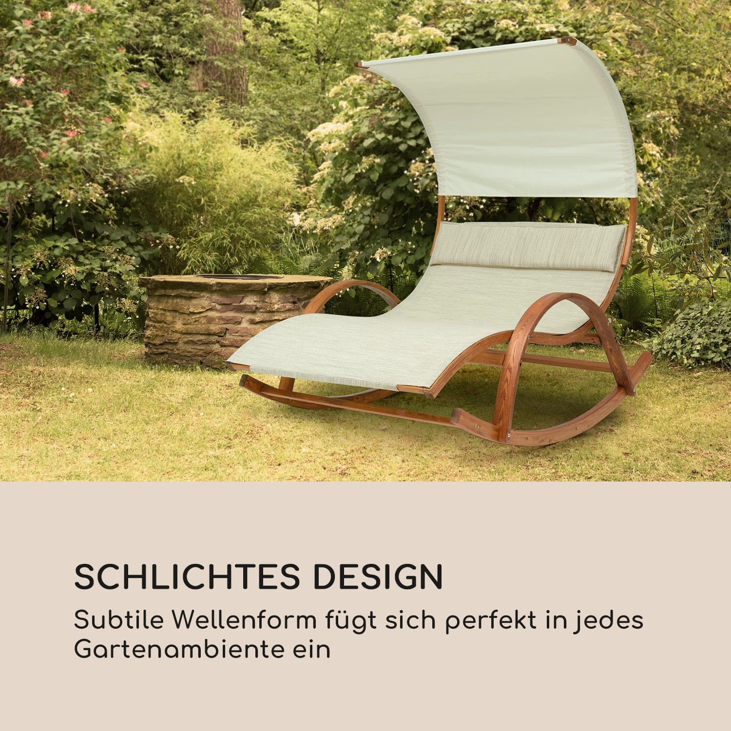 Mauritius Schwingliege Mit Dach ComfortMesh 180kg Max.wetterfest Creme – Bild 8