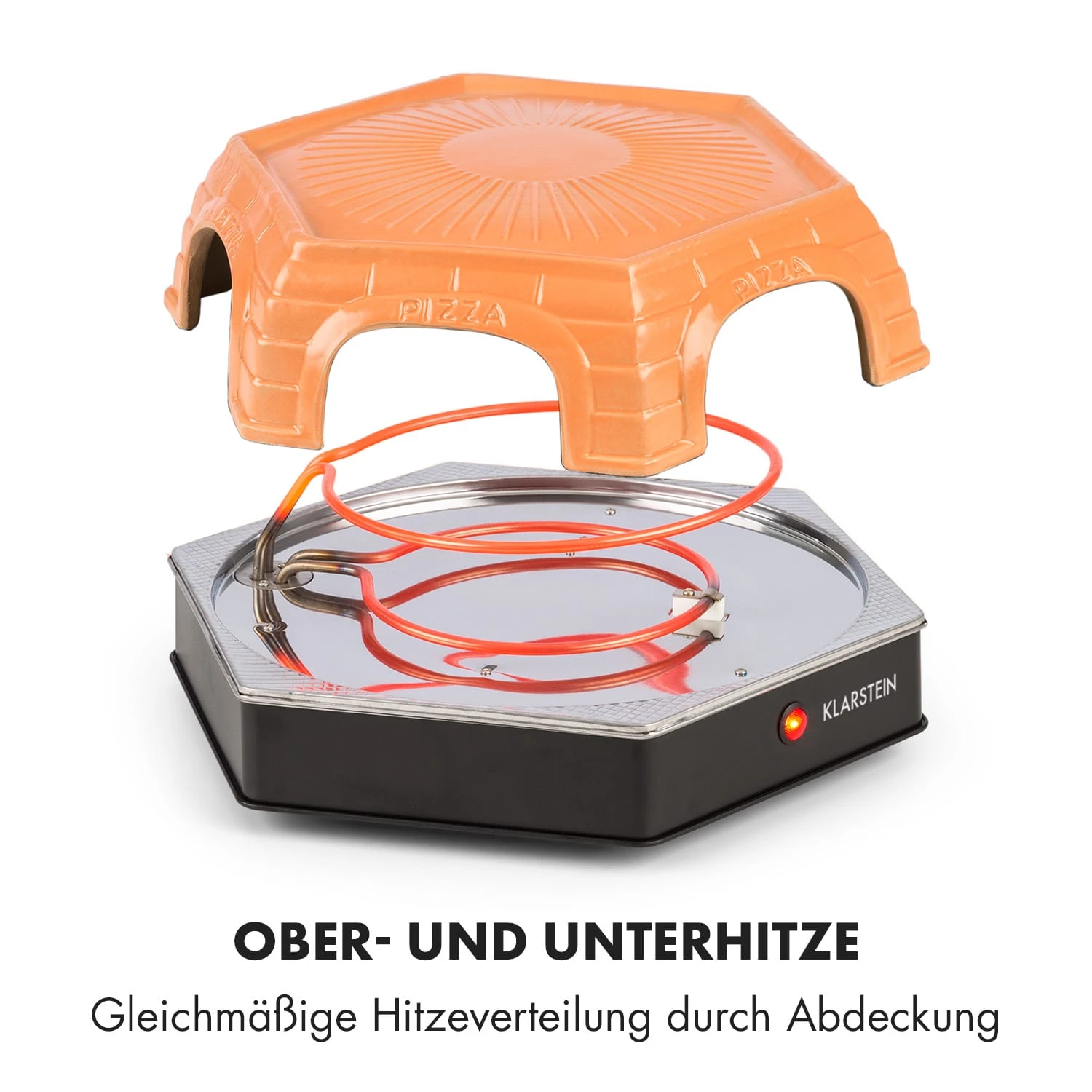 Capricciosa Pizzaofen 1500W Abdeckung Aus Terracotta Warmhaltefunktion – Bild 7