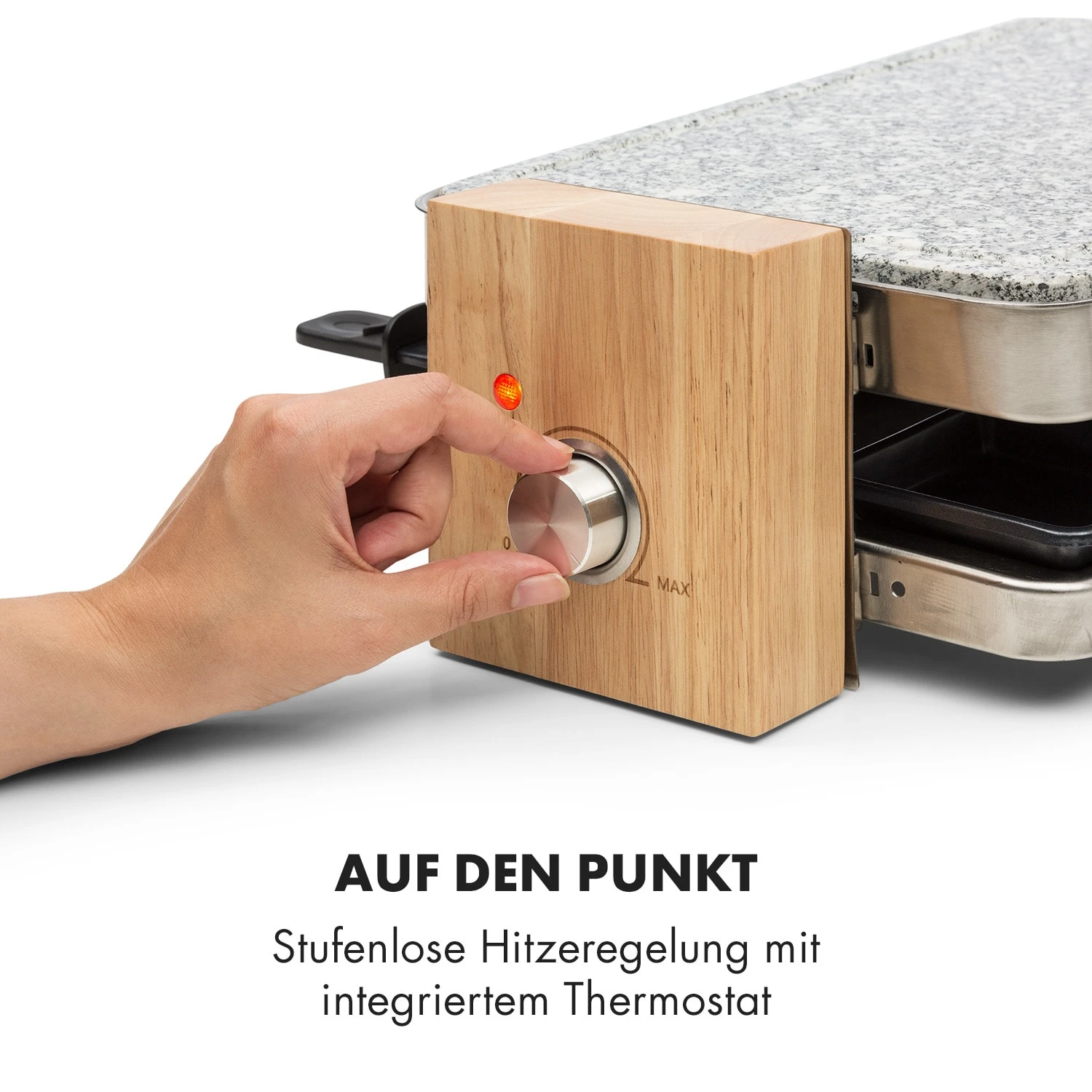 Prime-Rib Raclettegrill 8 Pers. 1500 W Natursteinplatte Edelstahl Holz – Bild 5