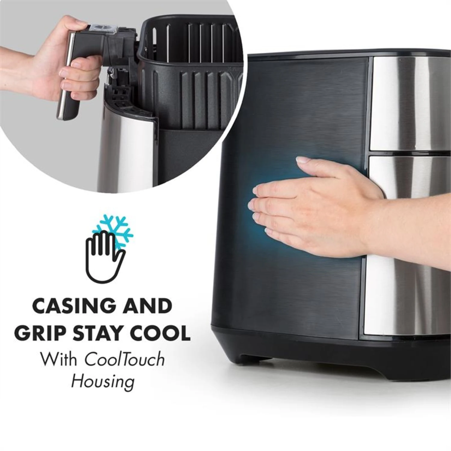 AeroVital Heißluftfritteuse 1700W 5,4 Liter Timer Edelstahl Silber – Bild 6