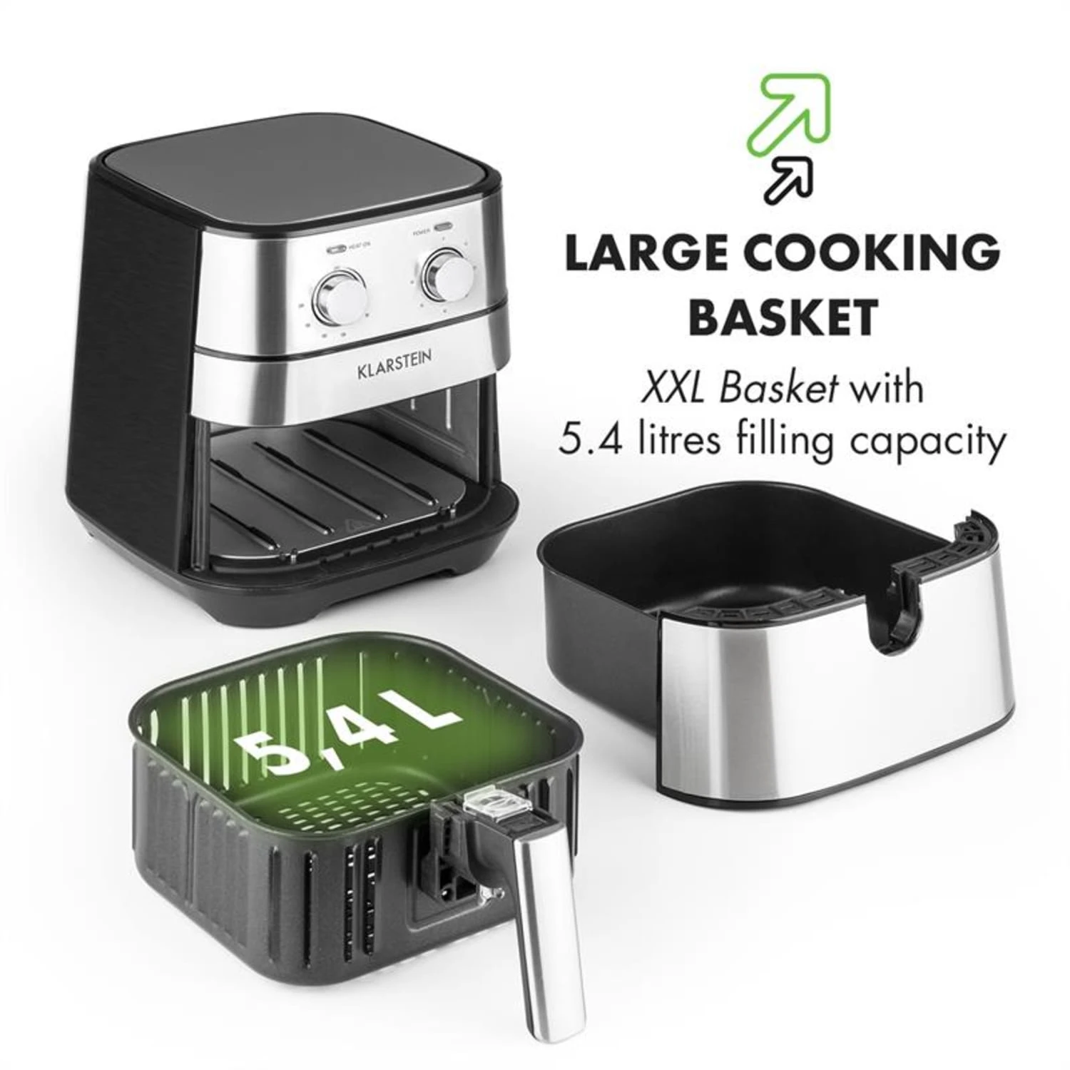 AeroVital Heißluftfritteuse 1700W 5,4 Liter Timer Edelstahl Silber – Bild 9