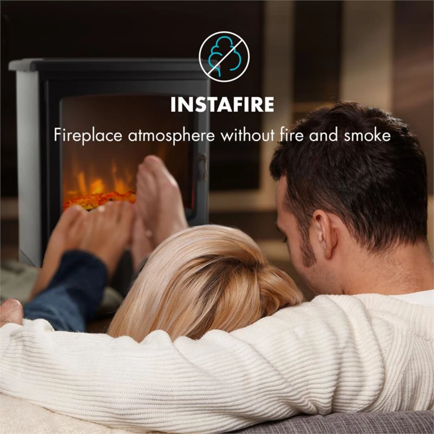 Meran Elektrischer Kamin 950/1850W 2-stufige Heizung Gusseisen-Stil – Bild 3