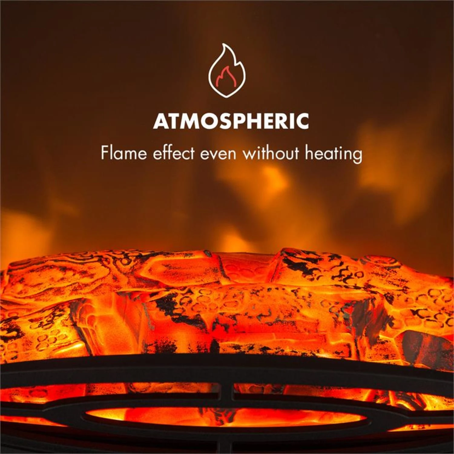 Meran Elektrischer Kamin 950/1850W 2-stufige Heizung Gusseisen-Stil – Bild 5