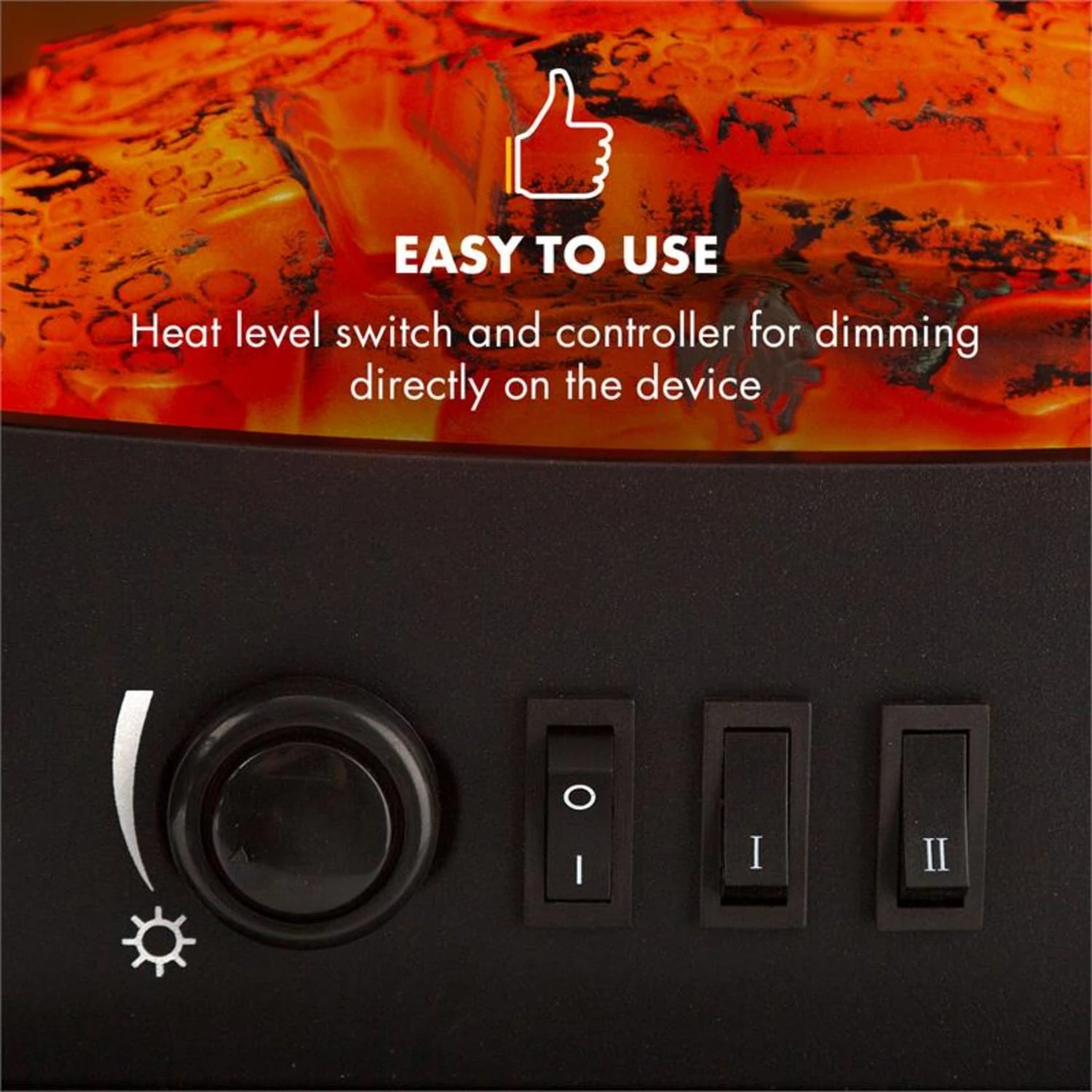 Meran Elektrischer Kamin 950/1850W 2-stufige Heizung Gusseisen-Stil – Bild 10