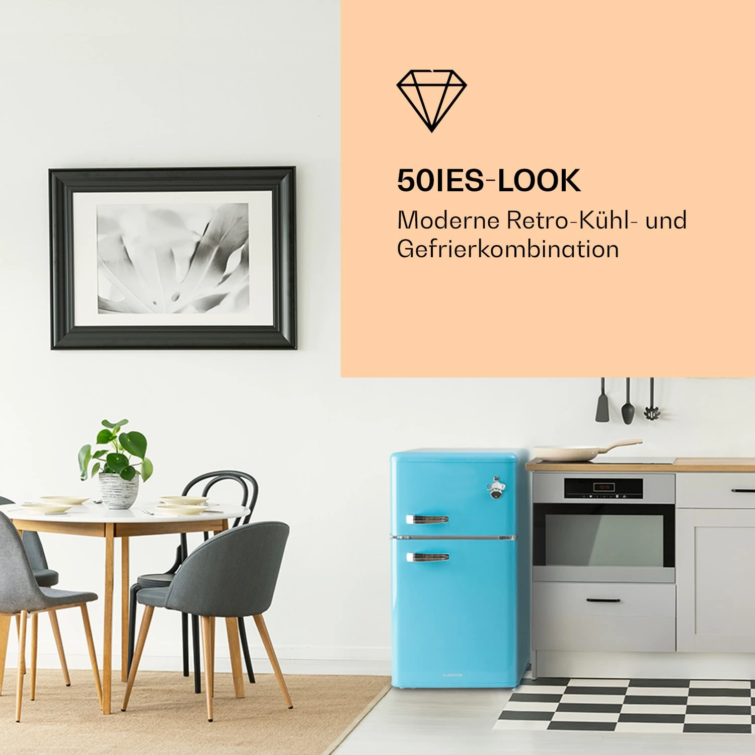 Irene Kühl- & Gefrierkombination 85 Liter Retro-Design – Bild 2