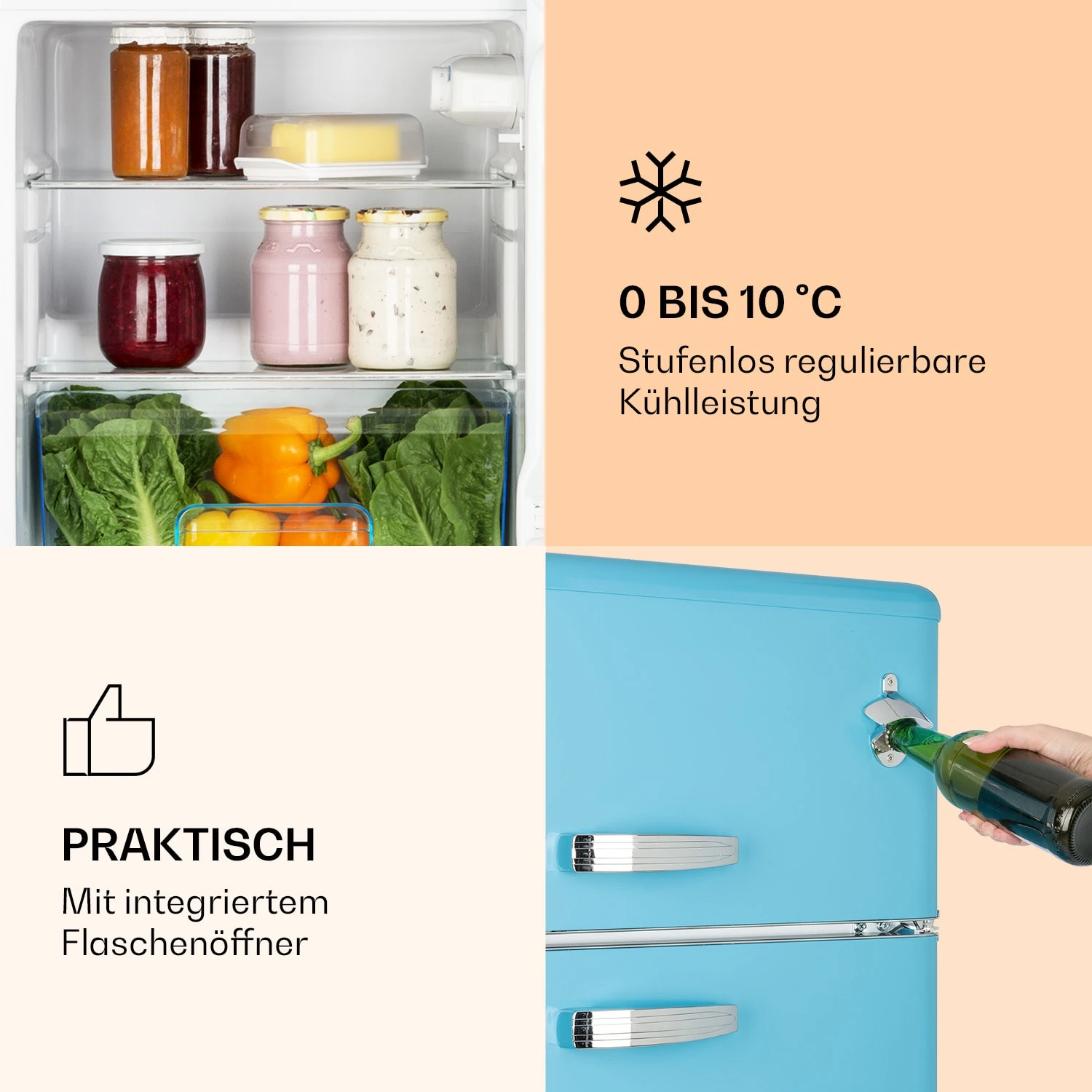 Irene Kühl- & Gefrierkombination 85 Liter Retro-Design – Bild 3