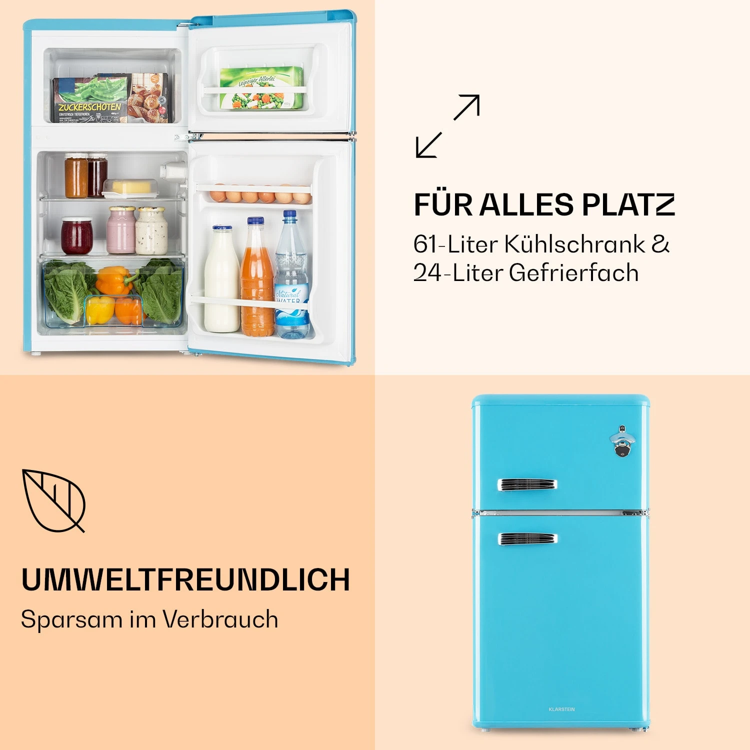 Irene Kühl- & Gefrierkombination 85 Liter Retro-Design – Bild 4