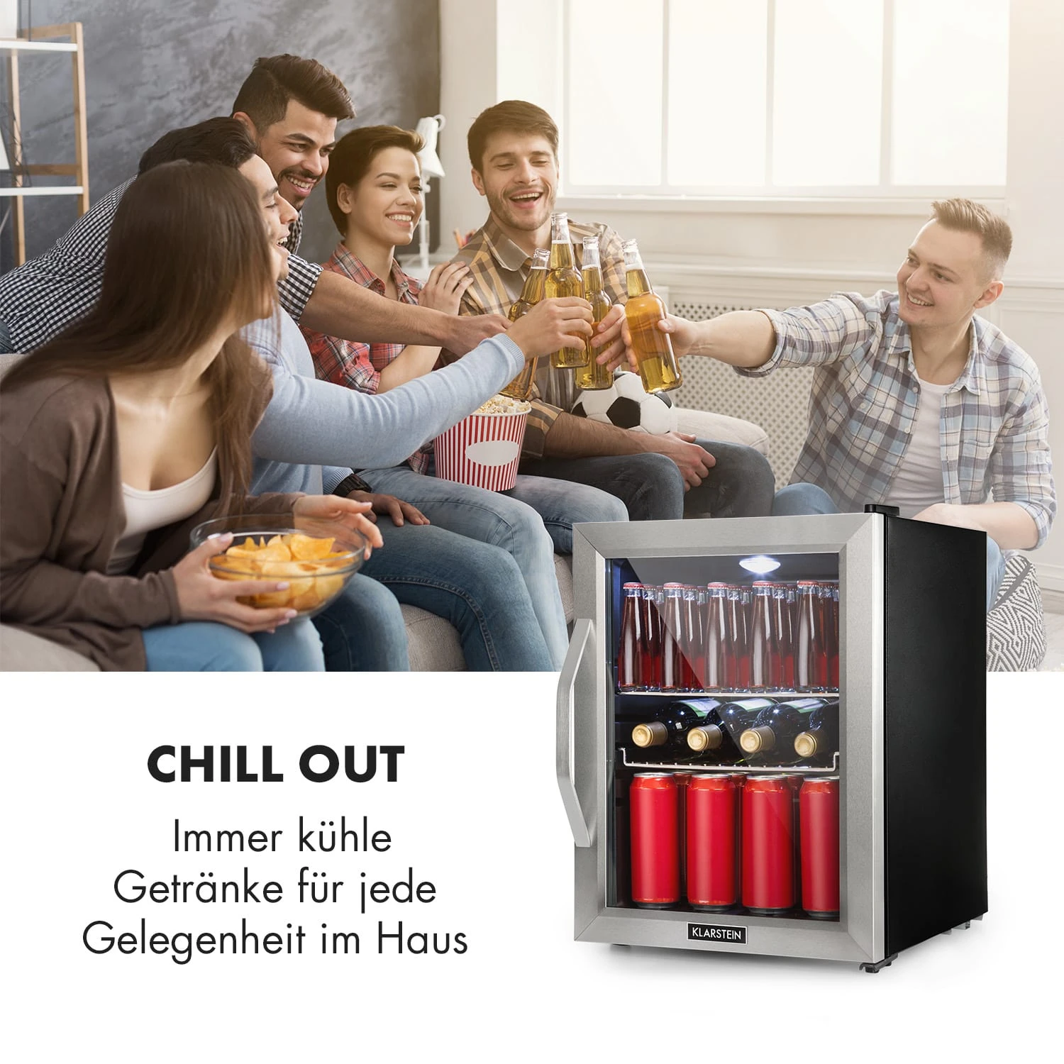 Beersafe M Kühlschrank 33 Liter 2 Böden Panoramaglastür Edelstahl – Bild 2