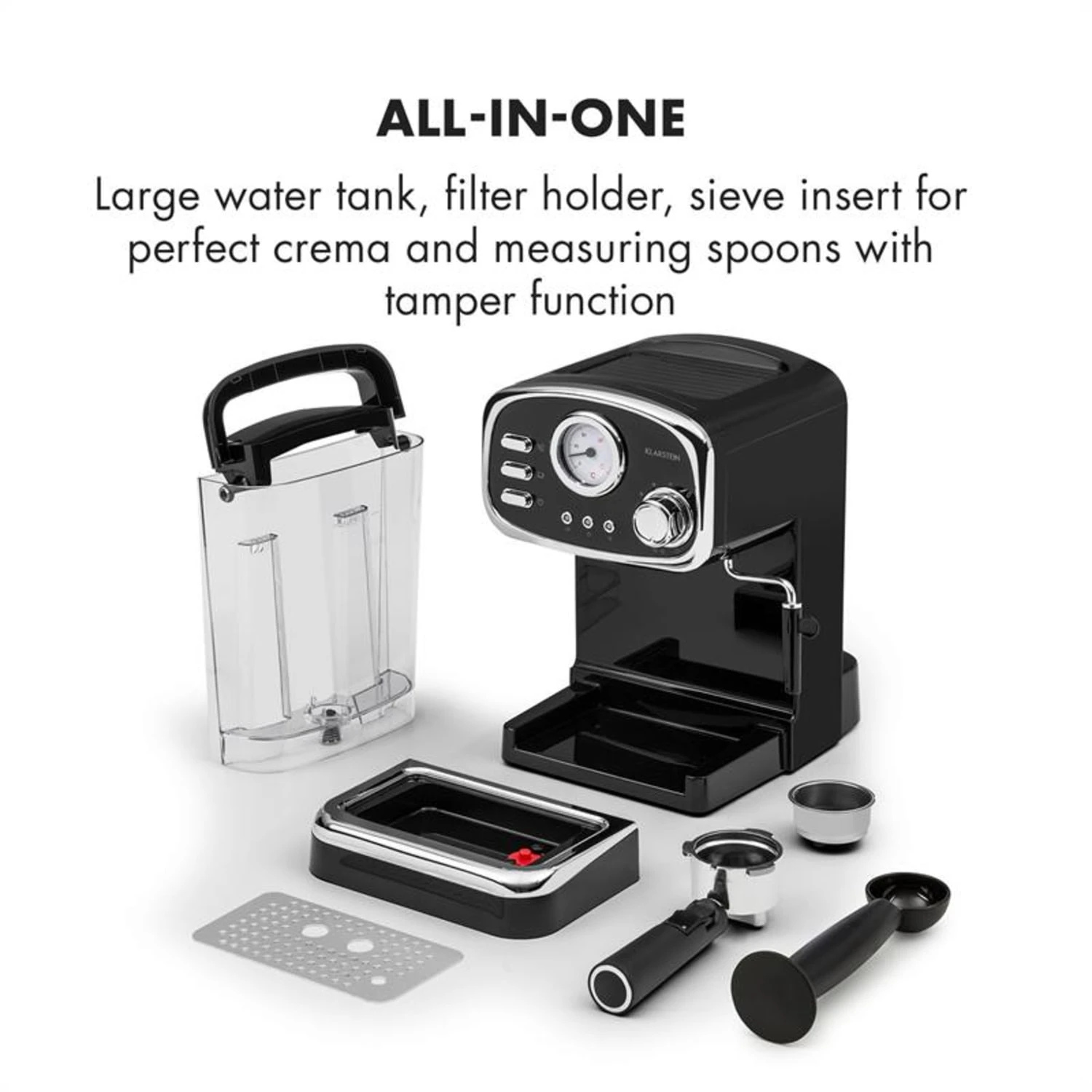 Espressionata Gusto Espressomaschine 1100W 15 Bar Druck Schwarz – Bild 8