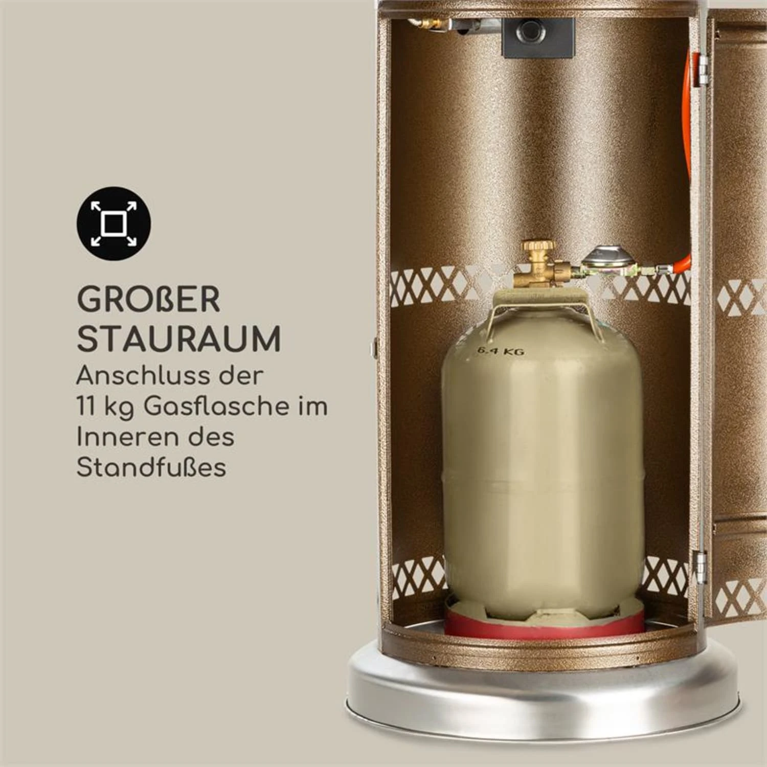 Goldflame Deluxe Terrassenheizstrahler 36.000BTU/11kW Mobil Edelstahl – Bild 6