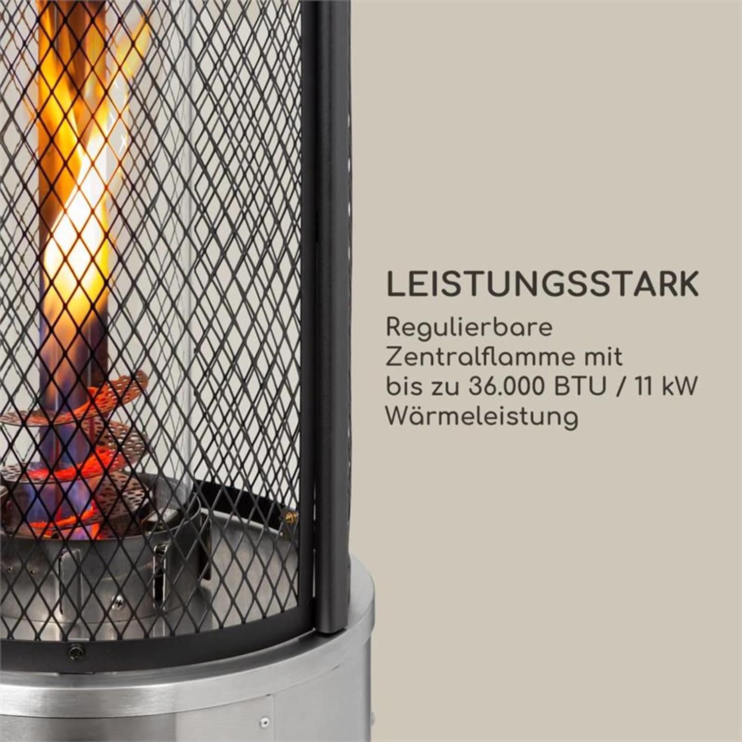Goldflame Deluxe Terrassenheizstrahler 36.000BTU/11kW Mobil Edelstahl – Bild 3