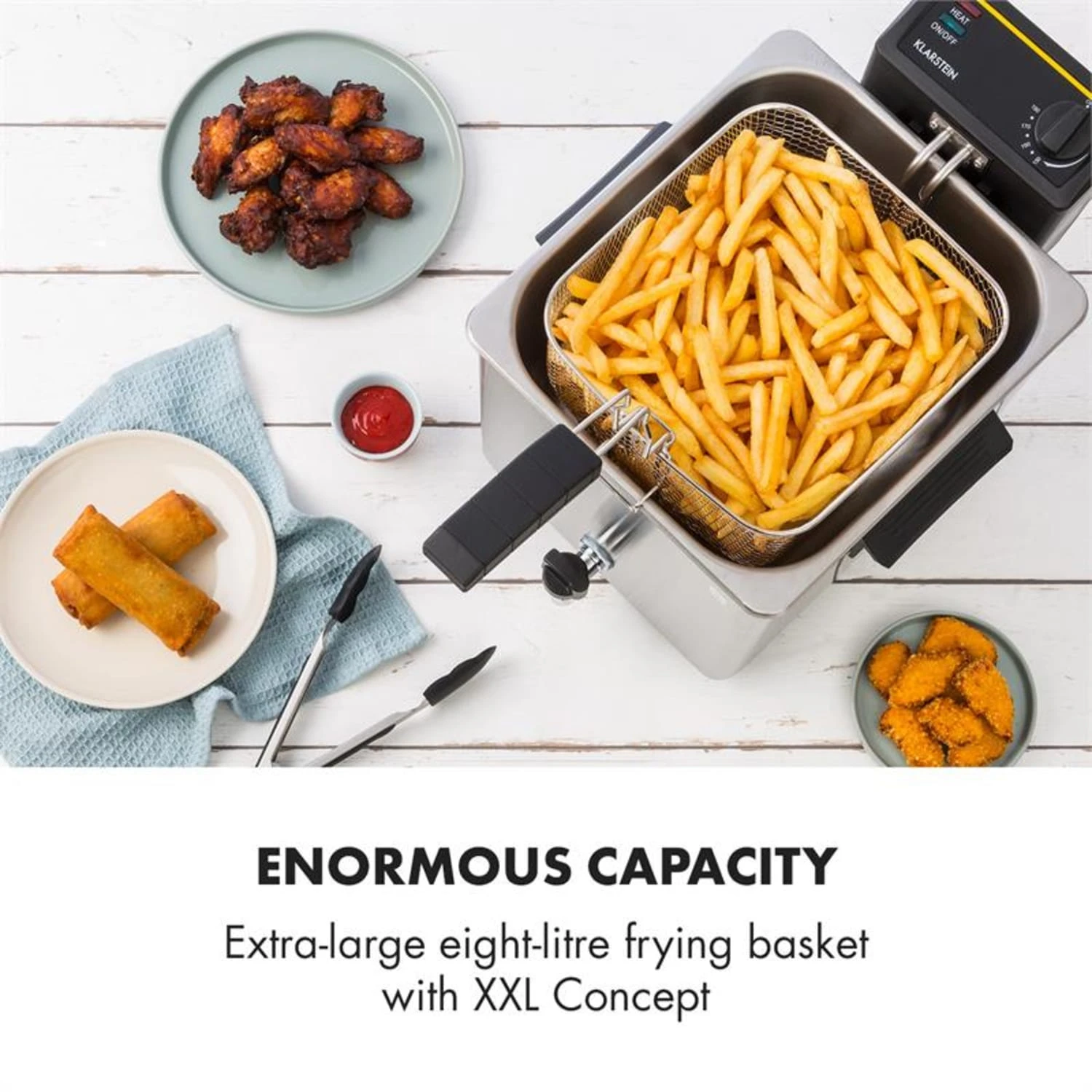 Family Fry Fritteuse 3000W Oil Drain Technology Edelstahl Silber – Bild 3