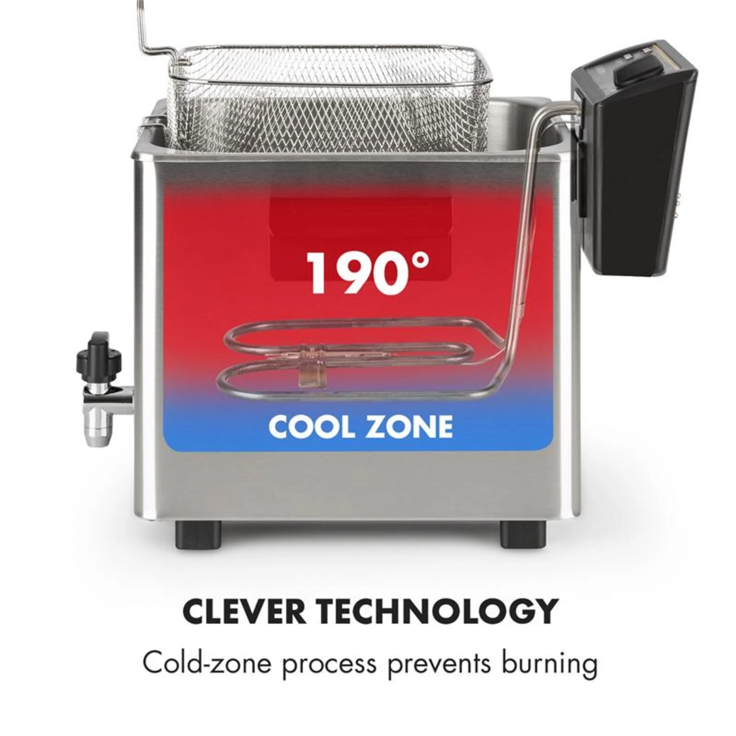 Family Fry Fritteuse 3000W Oil Drain Technology Edelstahl Silber – Bild 6