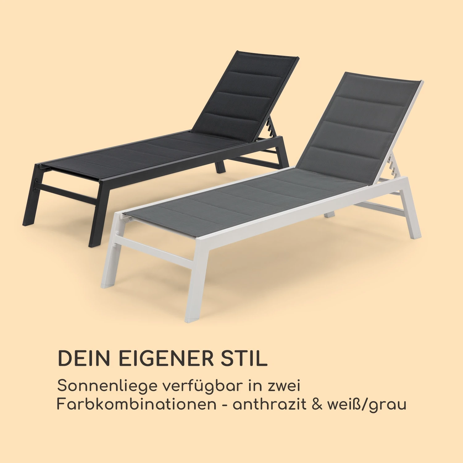 Renazzo Lounge Liegestuhl 70/30 PVC/PE Aluminium 6-Stufen Anthrazit – Bild 6