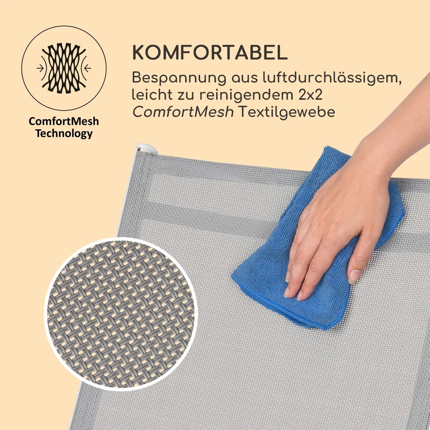 Almeria Klappstuhl 2er-Set 56,5x107x68 Cm ComfortMesh Aluminium – Bild 9