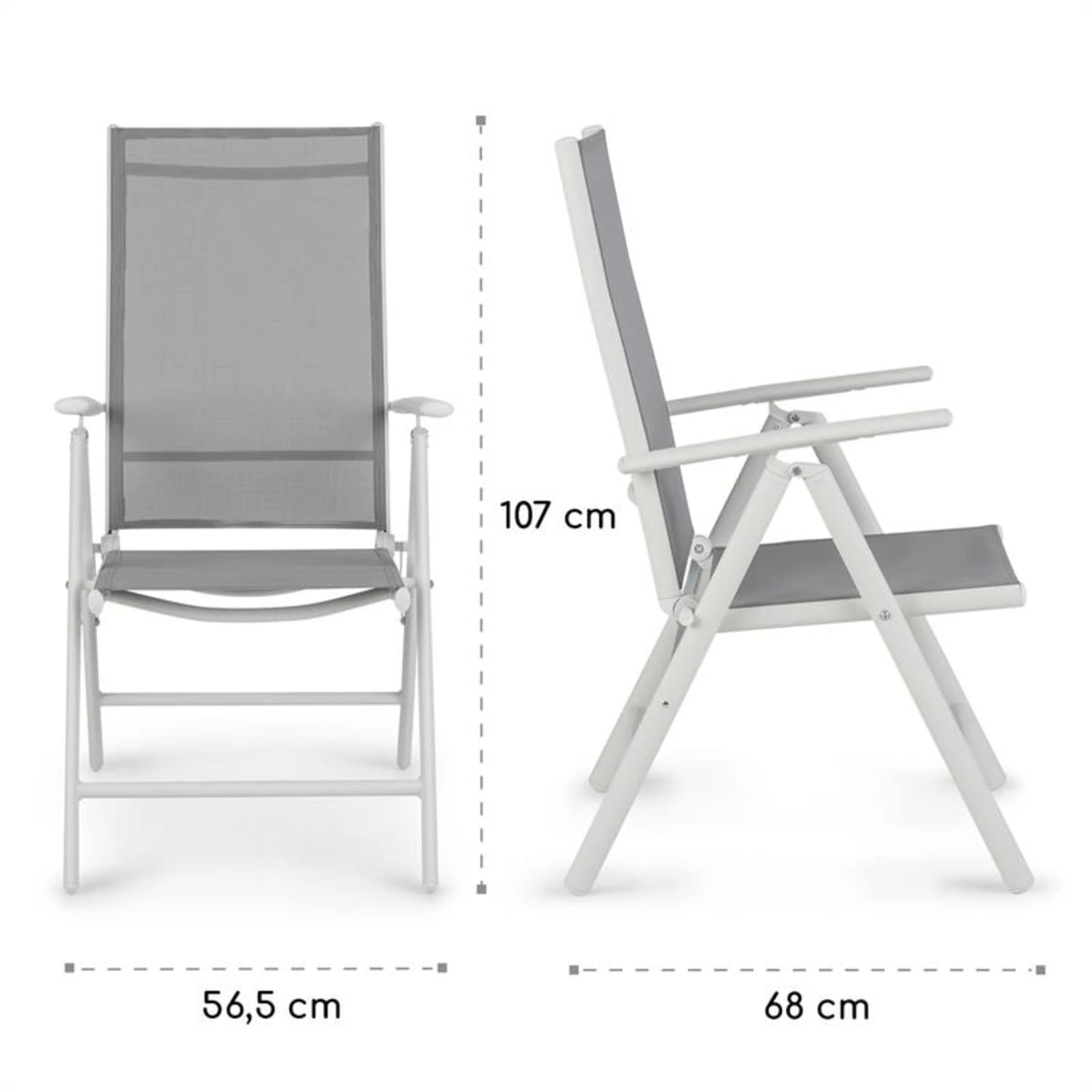 Almeria Klappstuhl 2er-Set 56,5x107x68 Cm ComfortMesh Aluminium – Bild 10