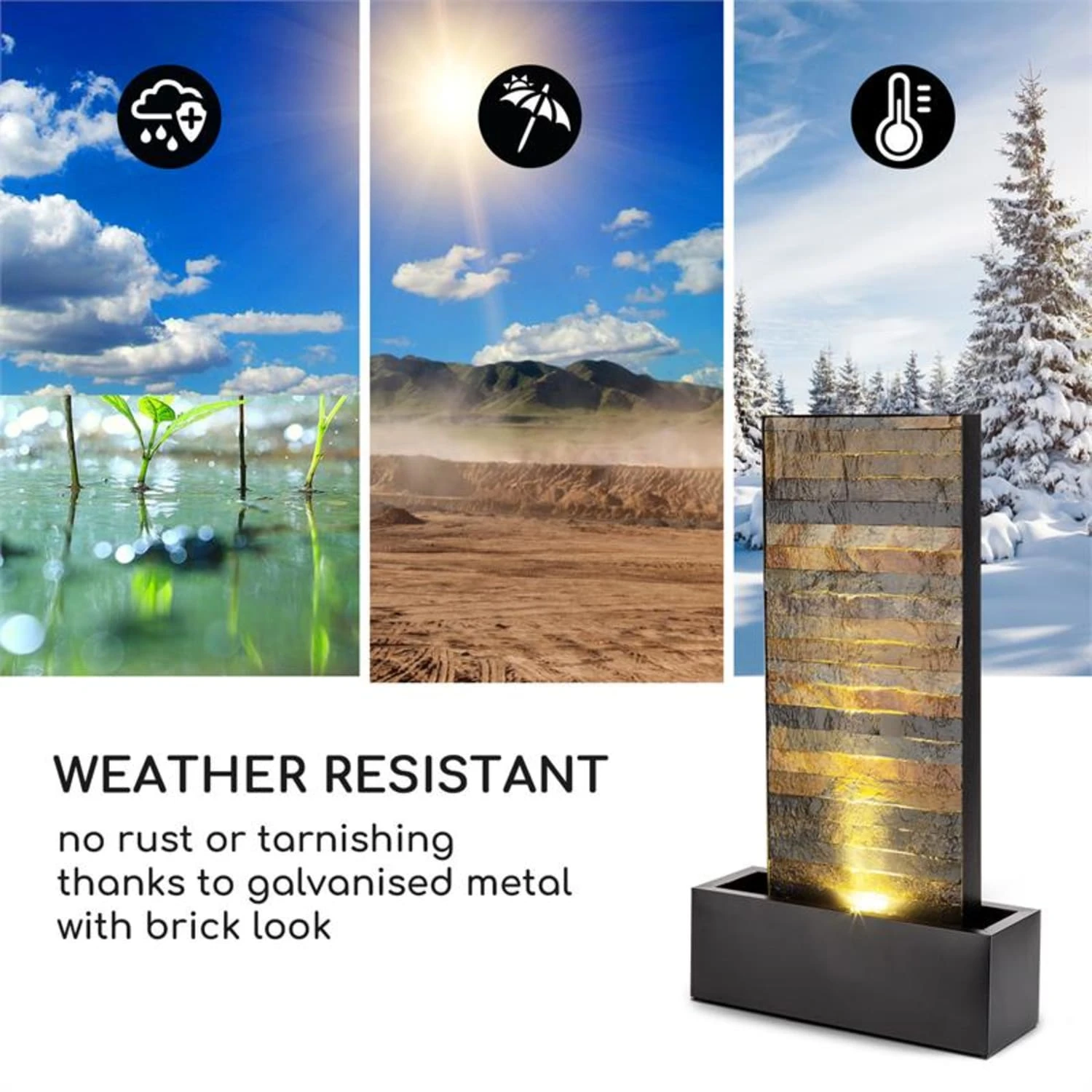 Raincastle Gartenbrunnen 12 LEDs 8W IPX8 Indoor & Outdoor – Bild 6