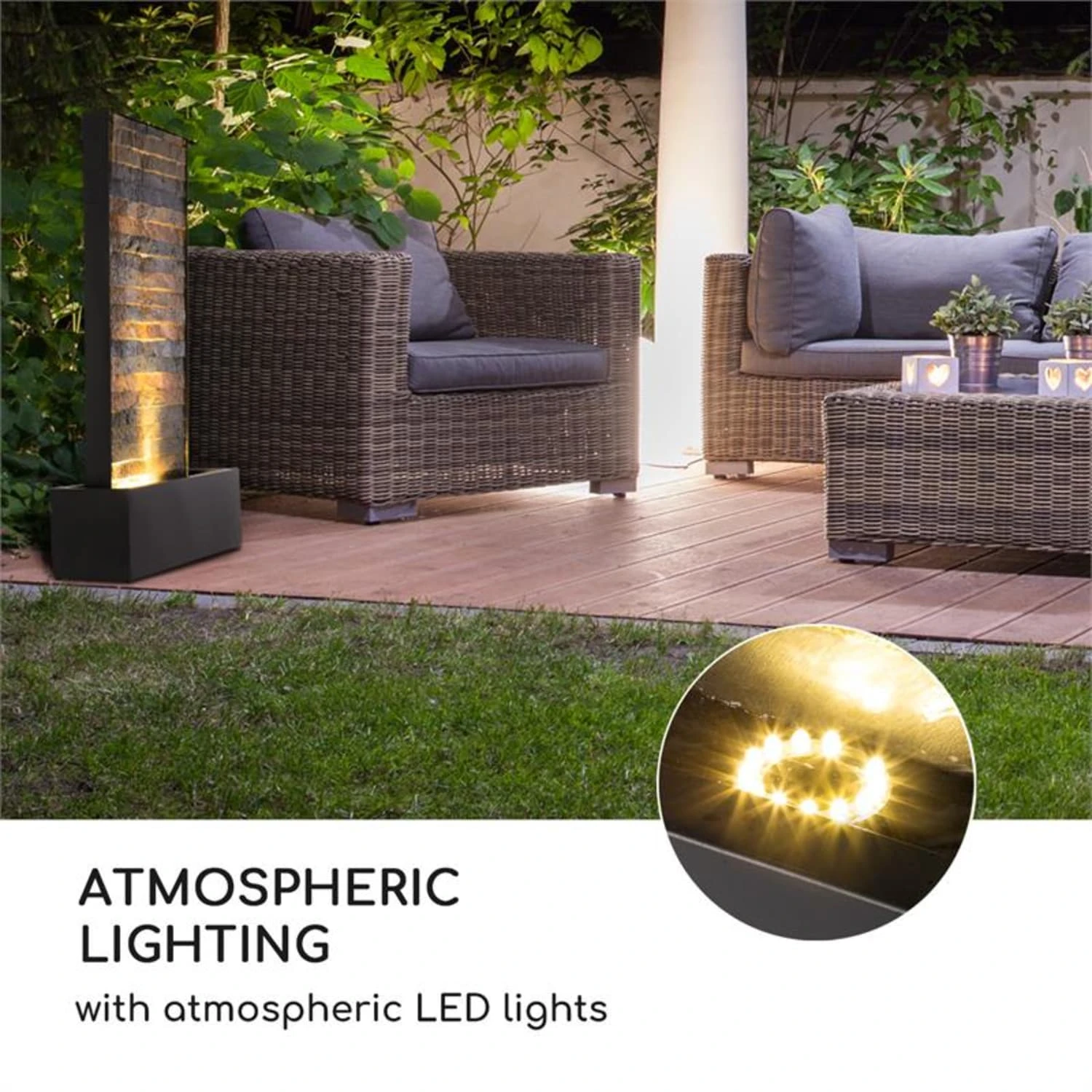 Raincastle Gartenbrunnen 12 LEDs 8W IPX8 Indoor & Outdoor – Bild 7