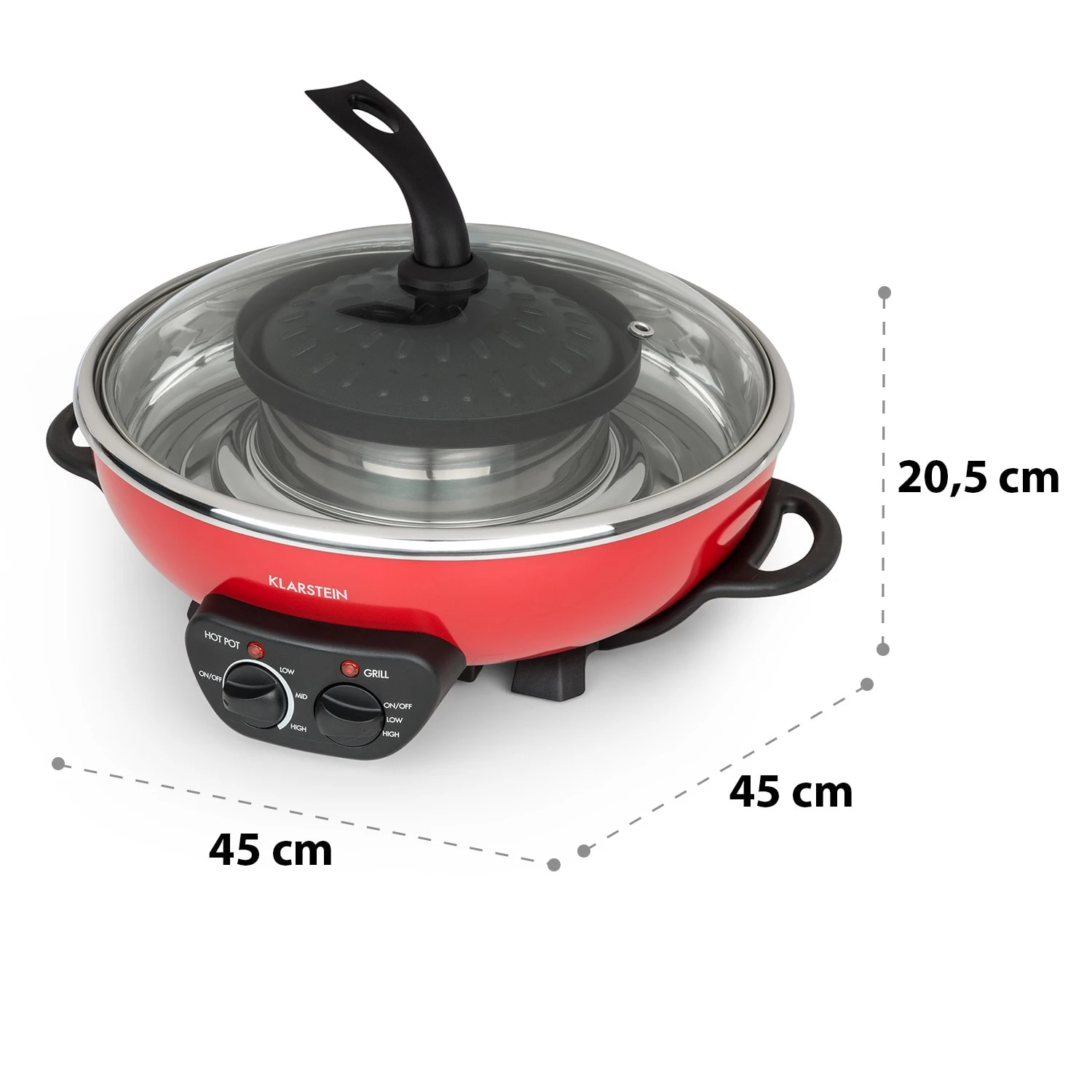 Szechuan Hot Pot Und Grillplatte 5l Vol. 1350 W, 600 W Rot – Bild 9