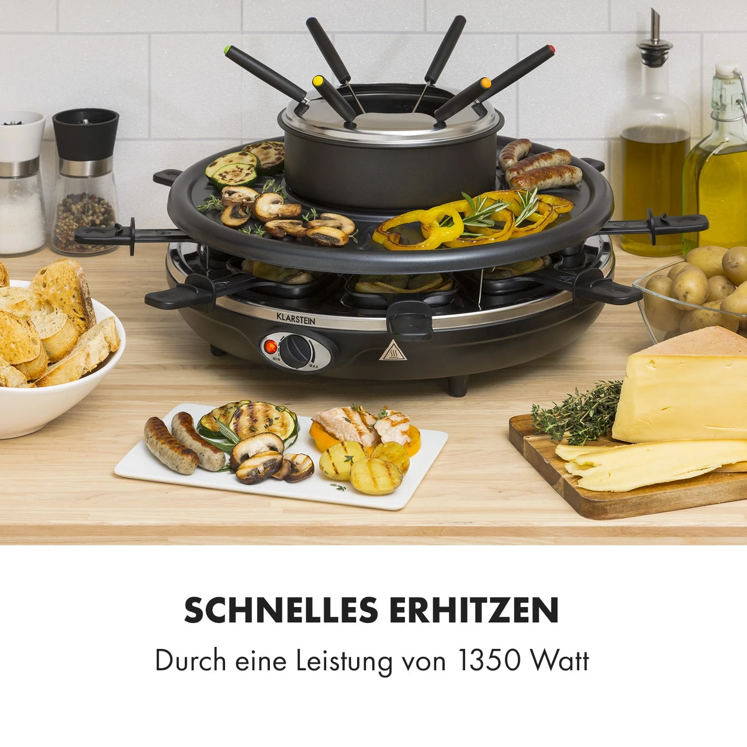 Fonduelette Raclette Und Fondue 1350W 1 Liter 38 Cm Ø Für 8 Personen – Bild 5