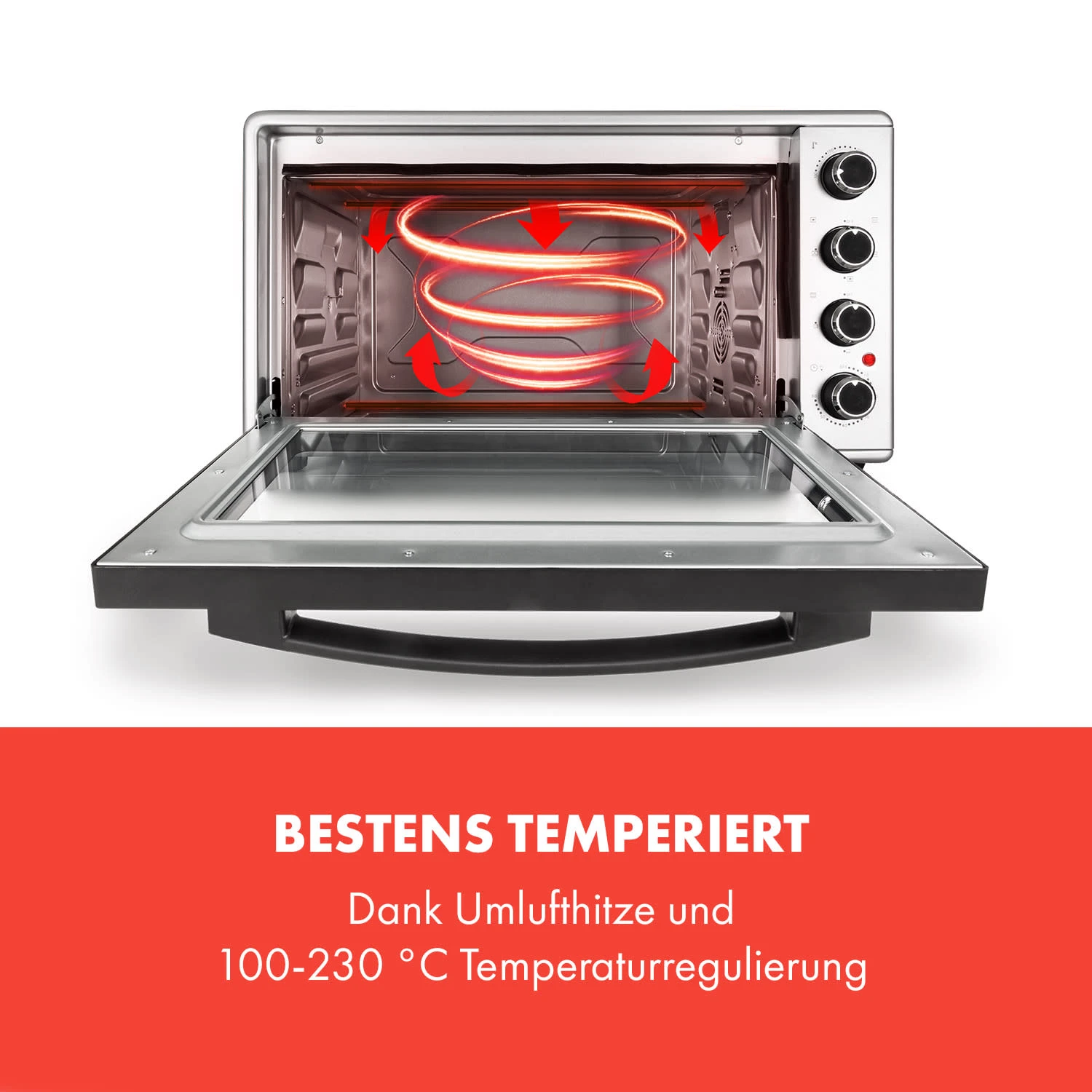 Masterchef 60 Mini-Backofen 60l 2000W 100-230 °C Timer Silber – Bild 3