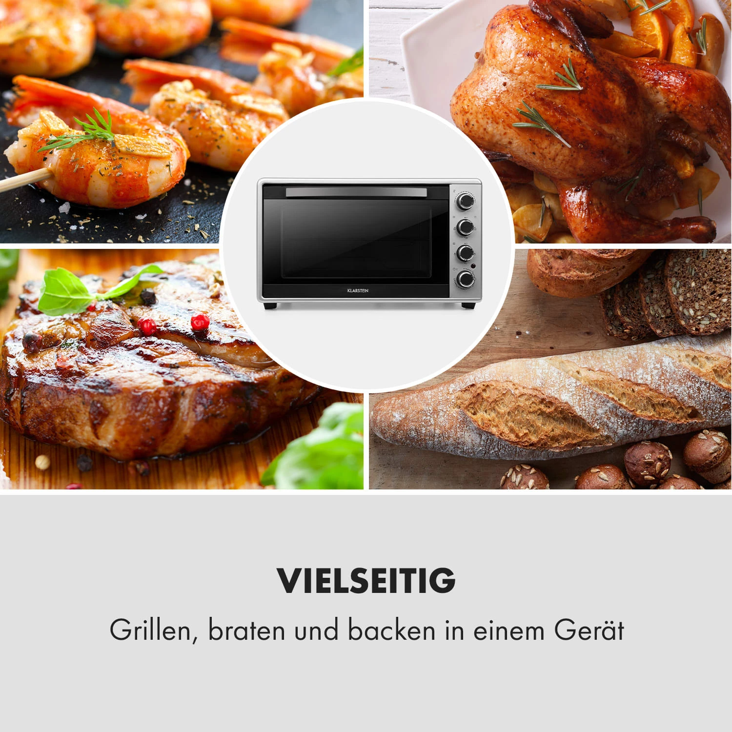 Masterchef 60 Mini-Backofen 60l 2000W 100-230 °C Timer Silber – Bild 7