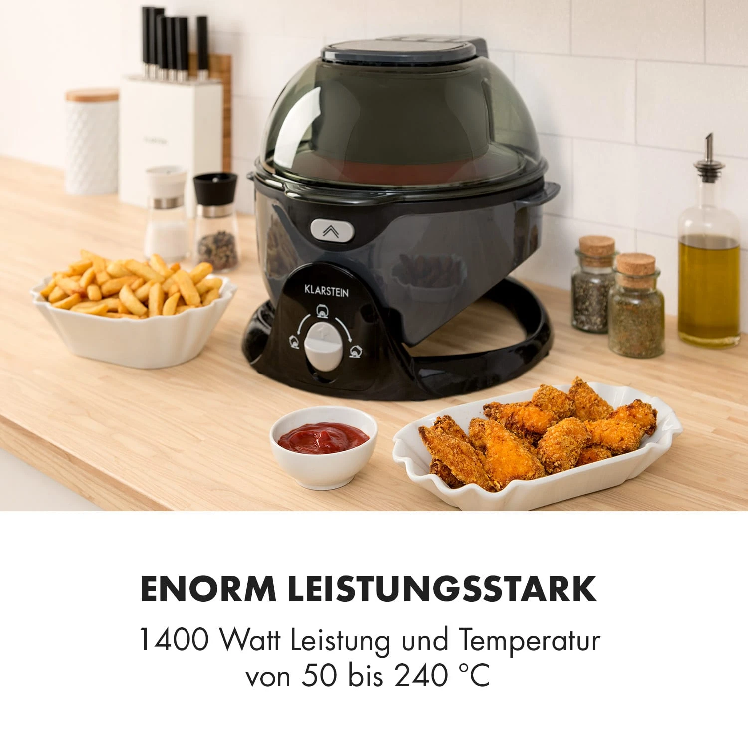VitAir Pommesmaster Heißluftfritteuse 360° 1400W 50-240°C Timer – Bild 2