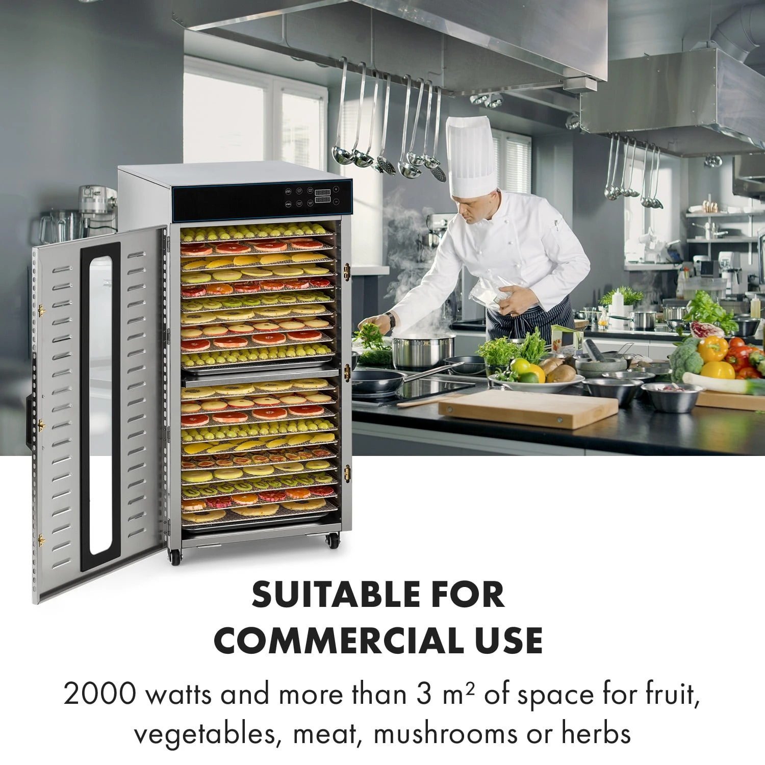 Master Jerky 300 Dörrautomat 2000W 40-90 °C 24h-Timer Edelstahl Silber – Bild 2