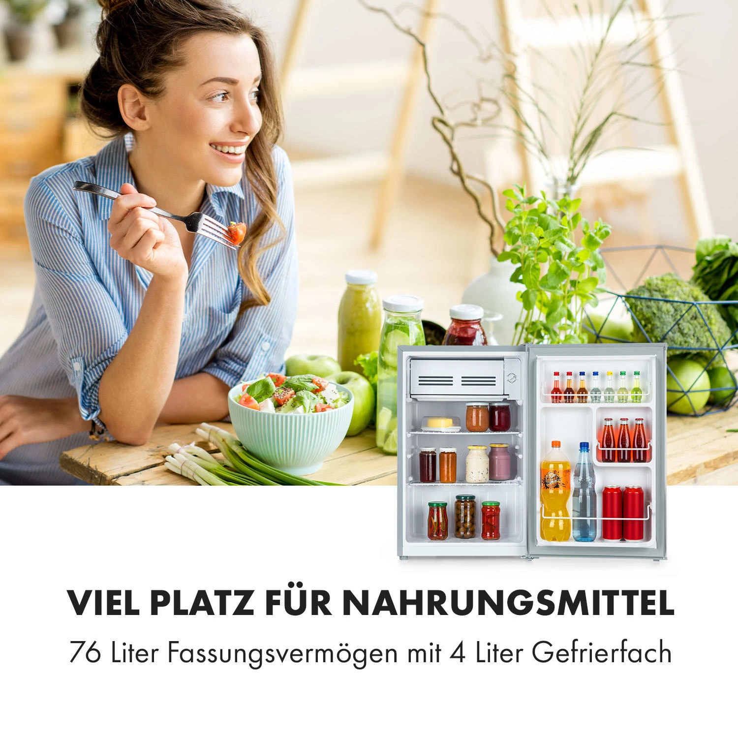 Delaware Kühlschrank 75 Liter 4-Liter-Gefrierfach Kompression – Bild 4