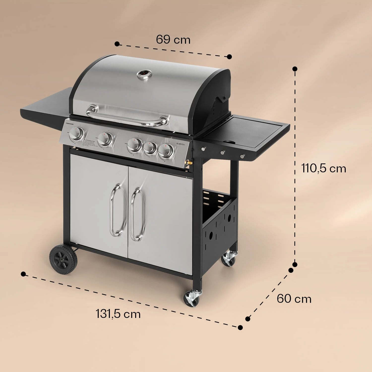 Valkyrie Gasgrill 4x3,5 KW + 3,15 KW Brenner 74x44 Cm Grill Edelstahl – Bild 8