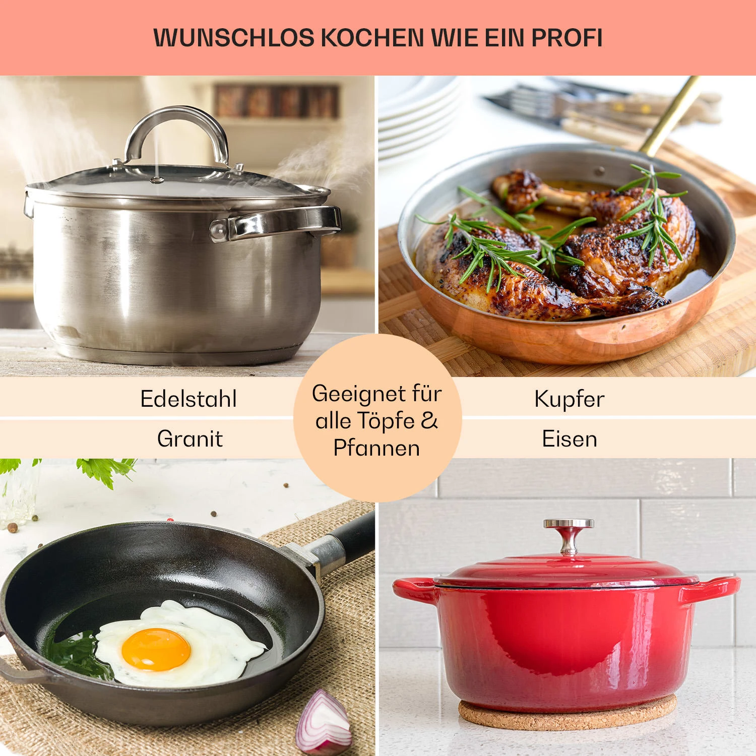 Alchemist 5 Zonen Gaskochfeld Aluminium-Brenner Glaskeramik Schwarz – Bild 8